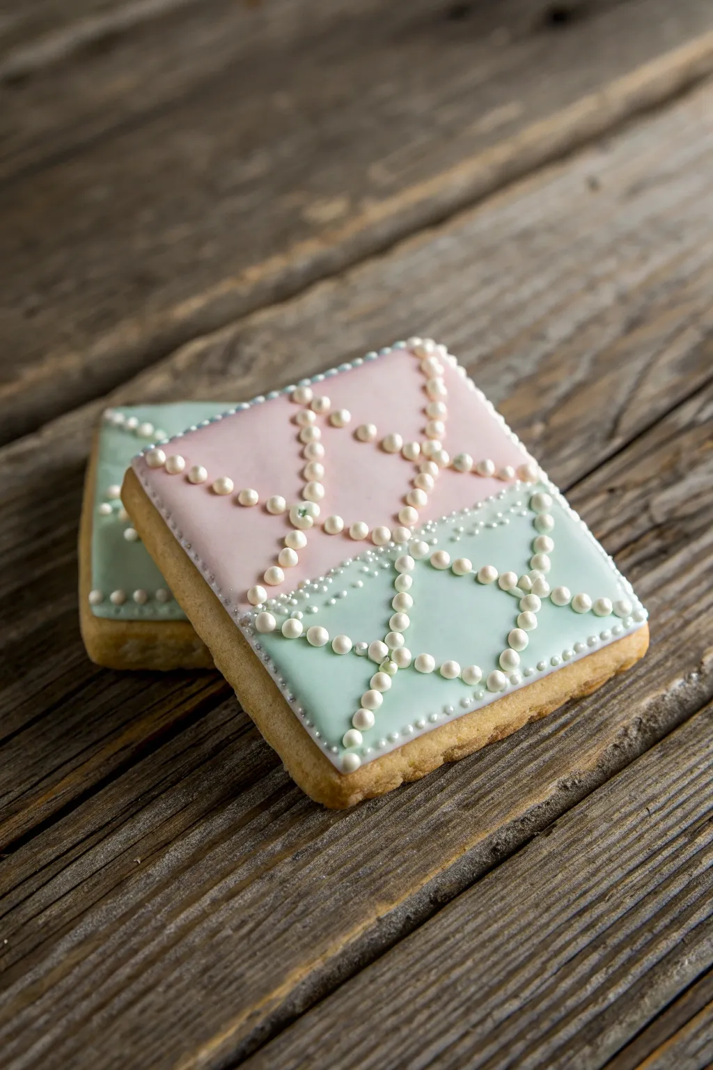 Elevate your cookie game with textured icing and delicate beads, turning treats into edible art.