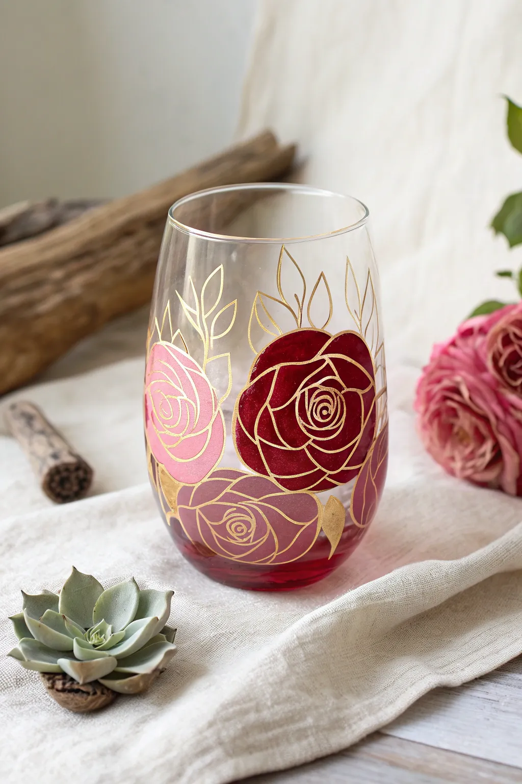 Add a touch of romance to your evenings with beautifully crafted rose-painted wine glasses. 🌹✨