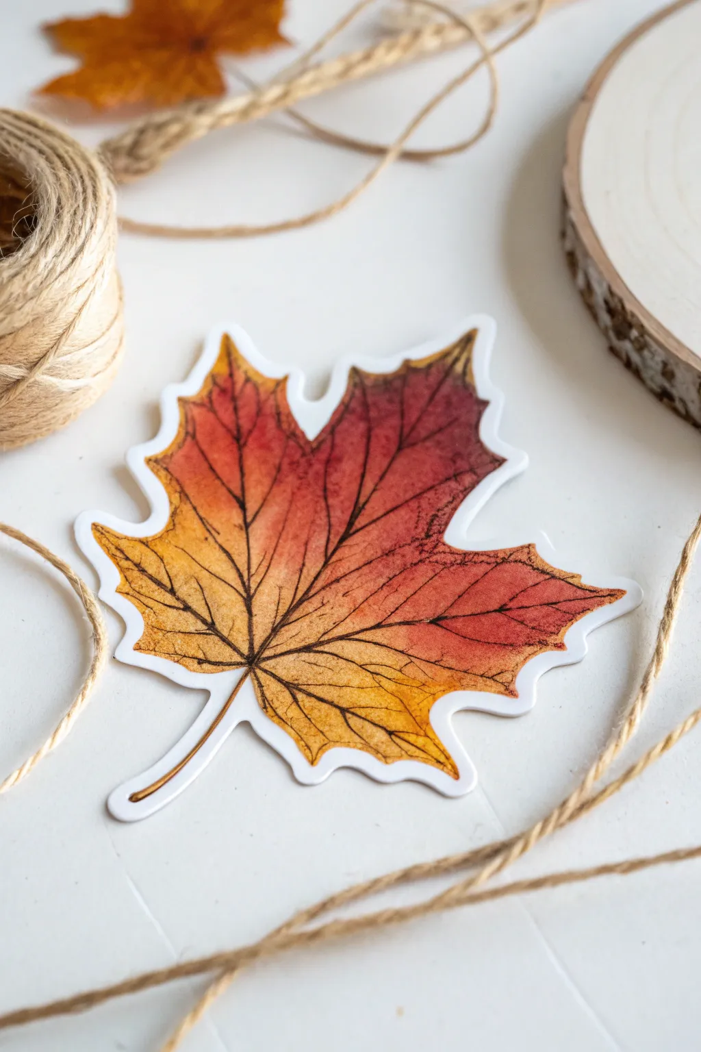 Embrace the season's charm with this beautifully crafted autumn leaf sticker. 🍂✨