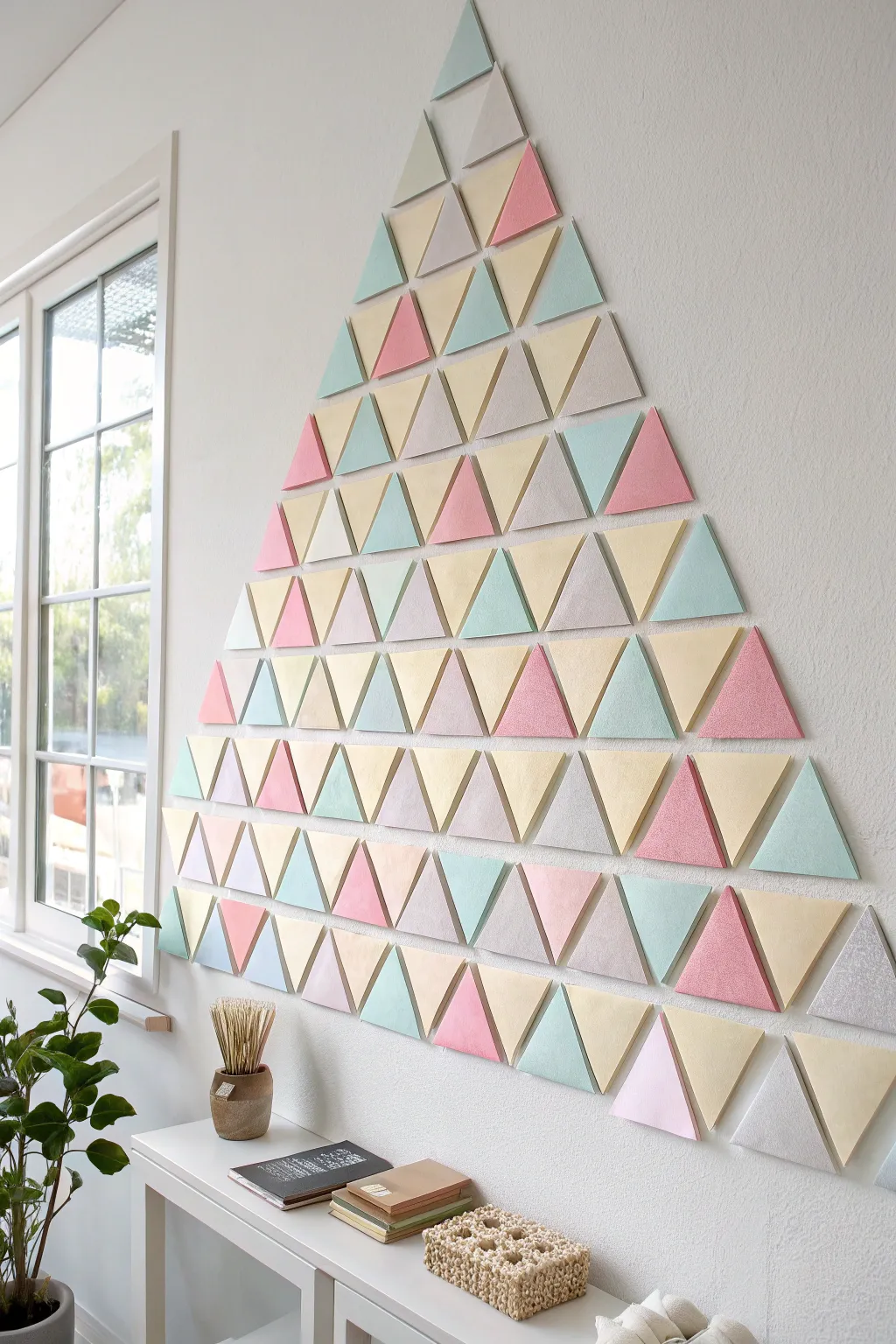 Transform your space with chic geometric sticky note art. #MinimalistDecor #BohoChic