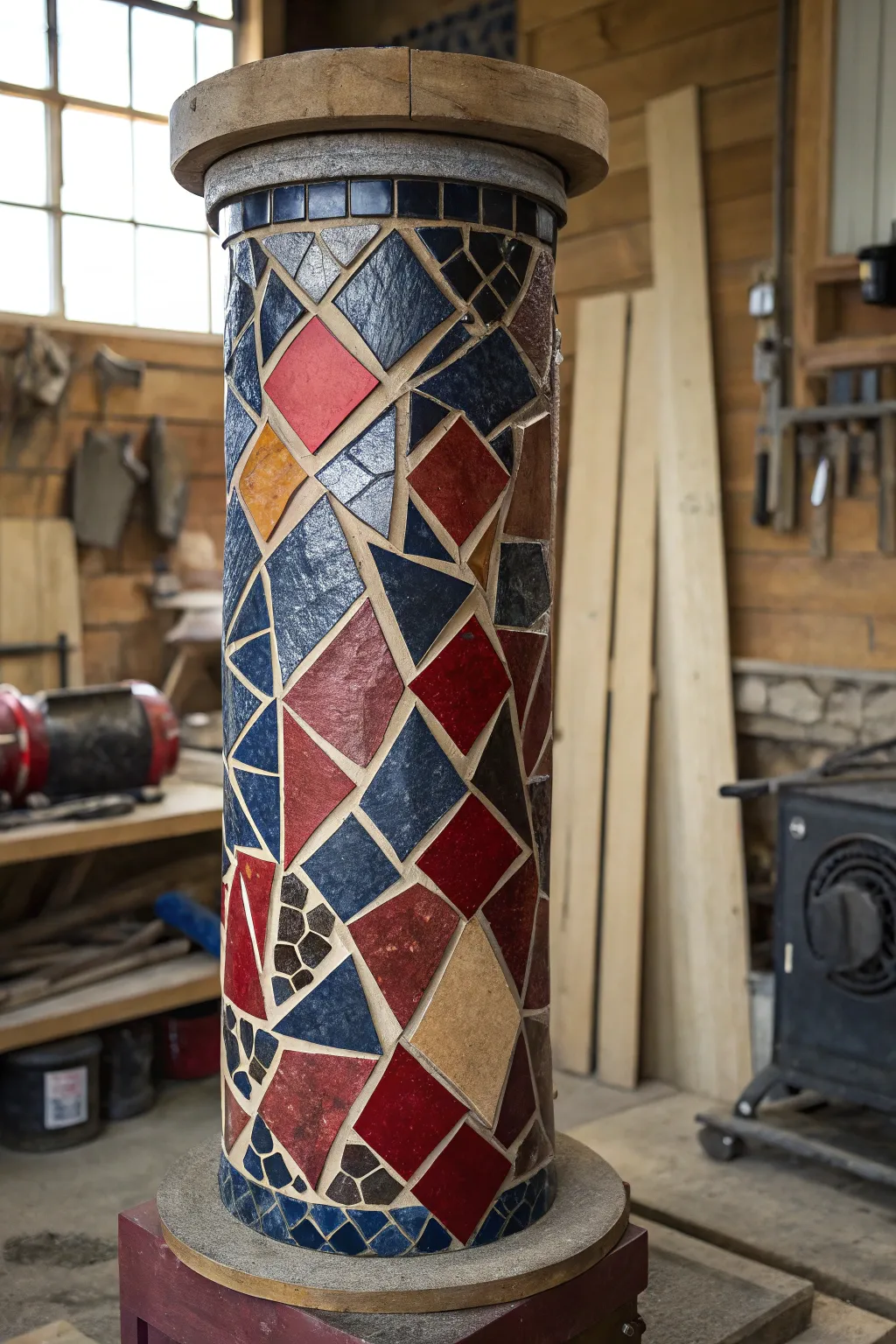 Transform your stove pipe with a mosaic masterpiece that showcases your artistic flair.