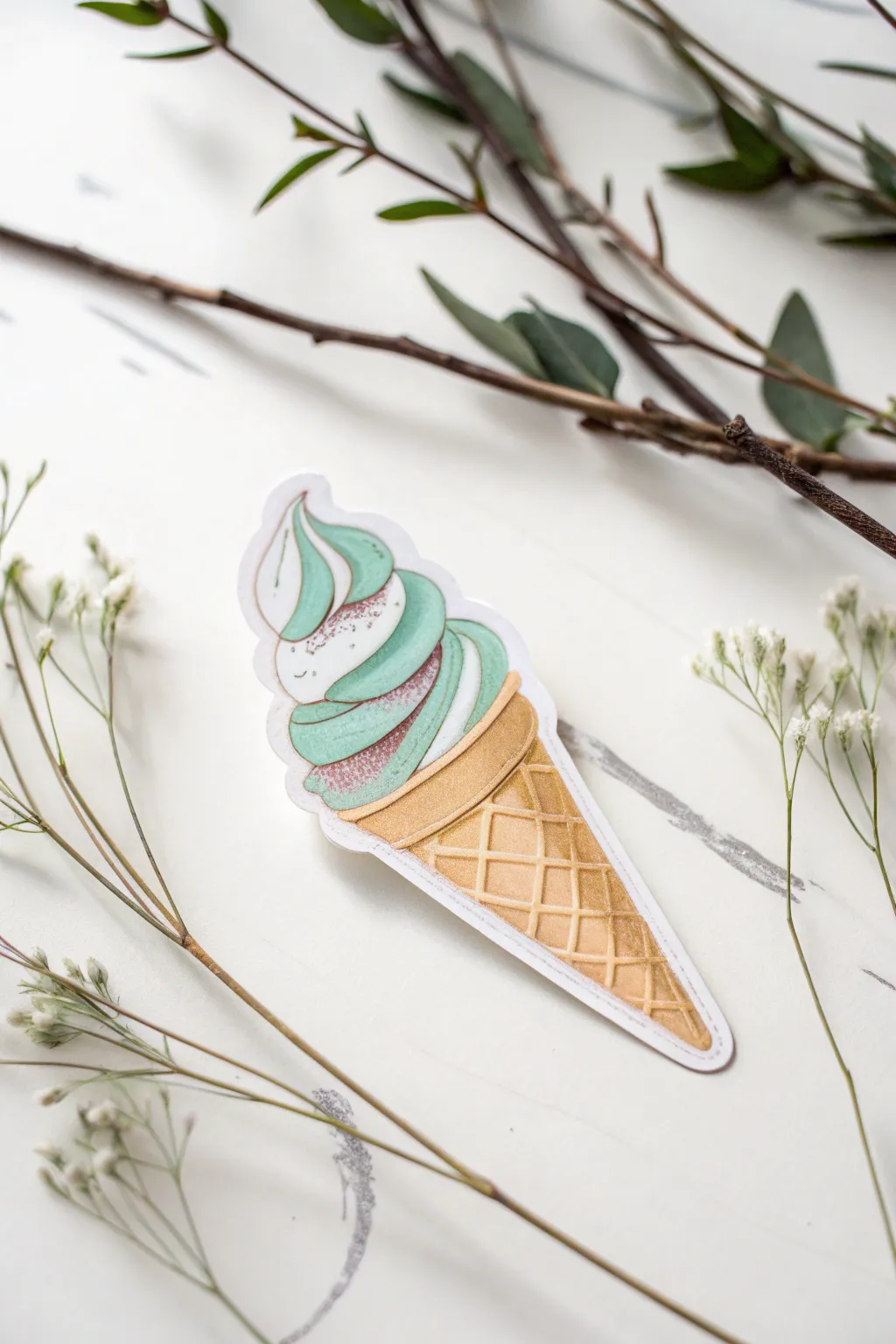 Add a touch of summer sweetness to your space with this charming ice cream cone sticker.