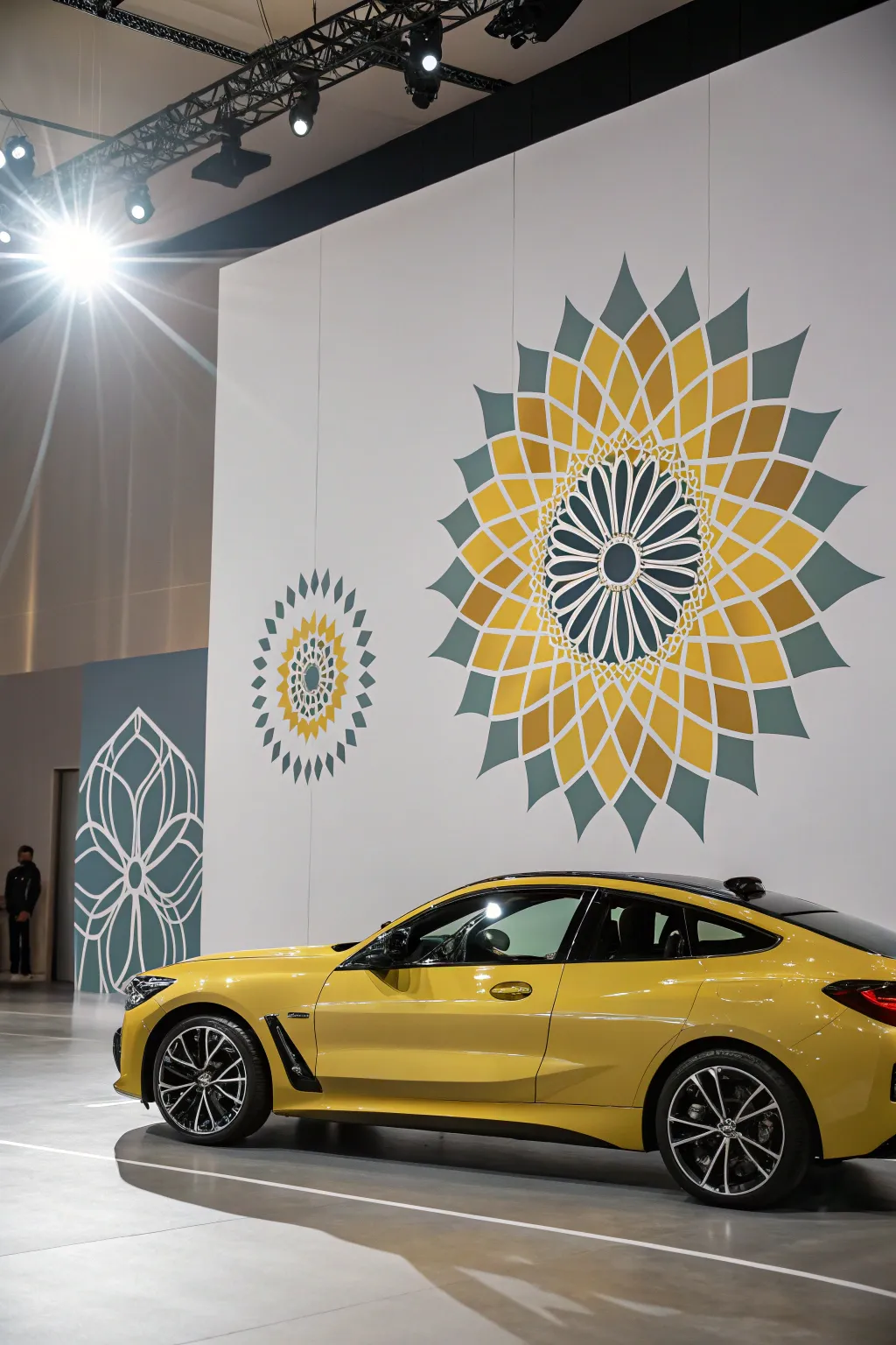 Modern geometric patterns meet sunflower elegance.