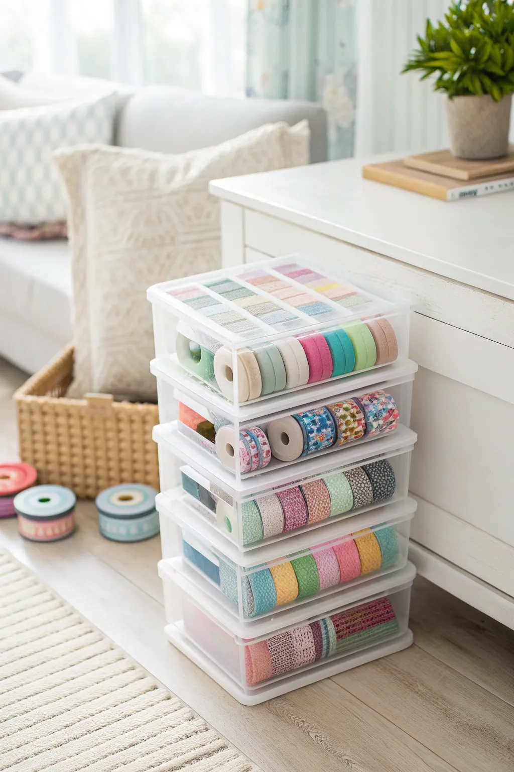 Elevate your organization game with these chic stacked clear boxes, blending functionality with minimalist beauty.