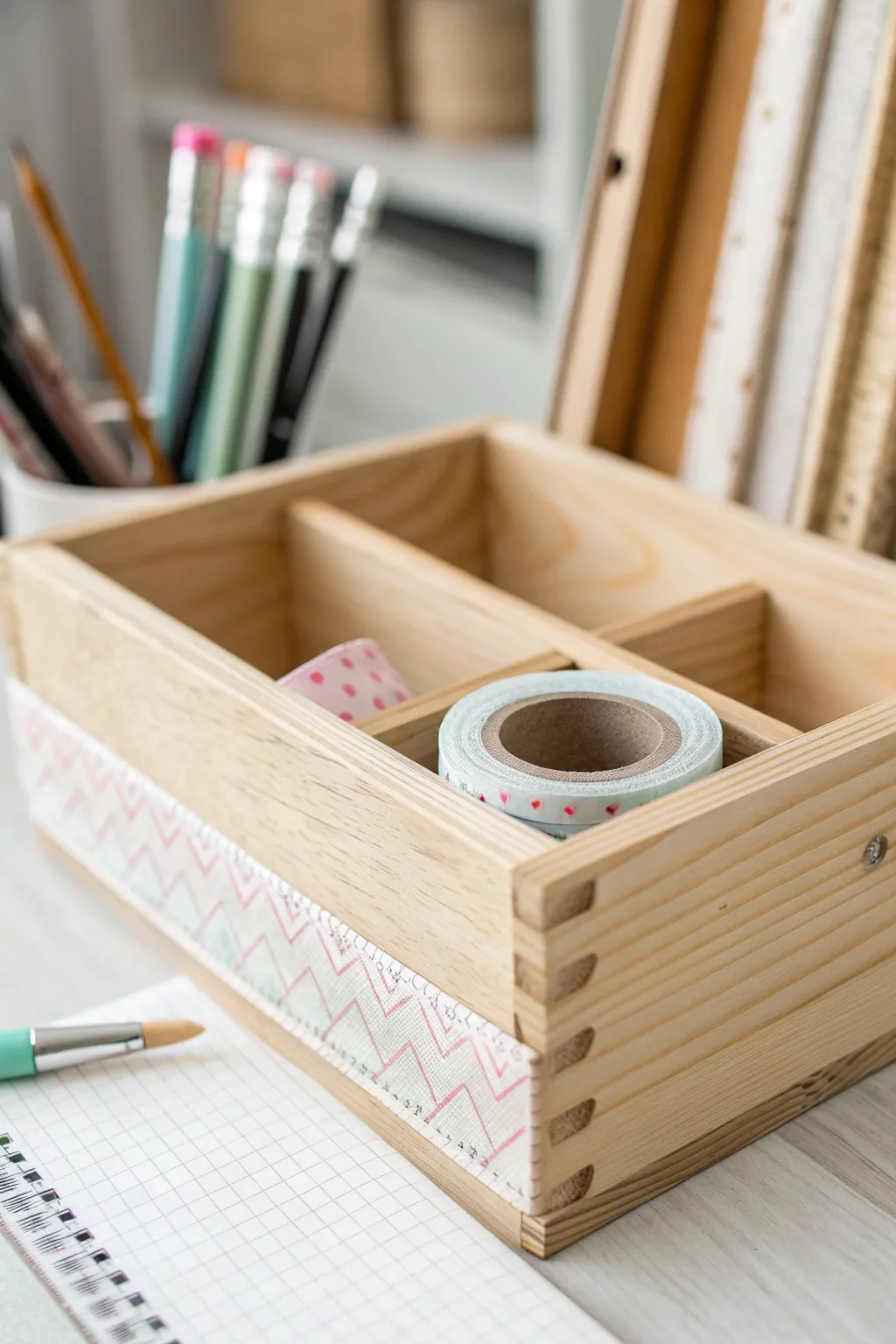 Add a touch of whimsy to your workspace with charming washi tape borders.