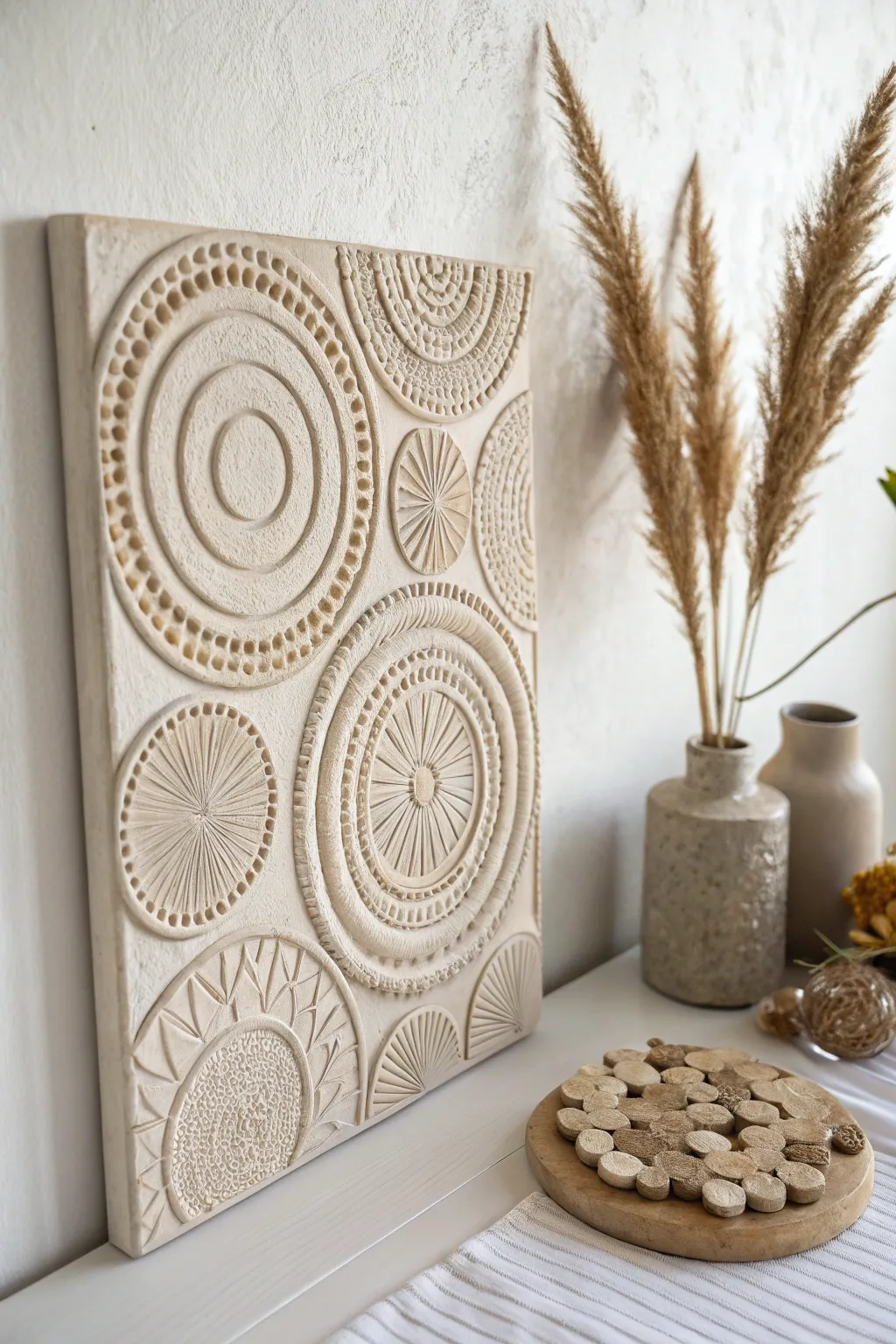 Elevate your space with the natural beauty of textured clay art.