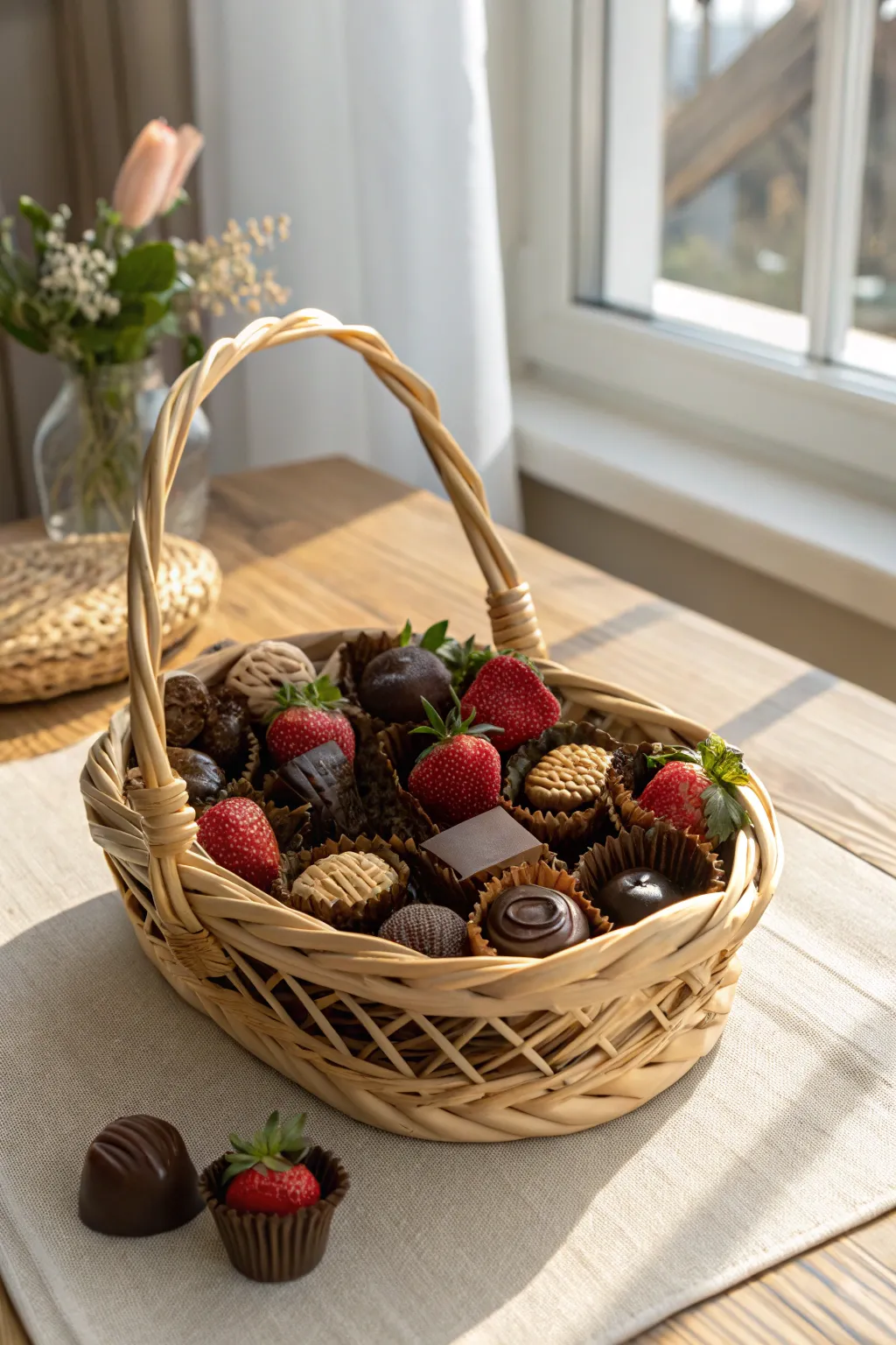 Indulge in the art of giving with a basket of premium chocolates and sweet surprises.