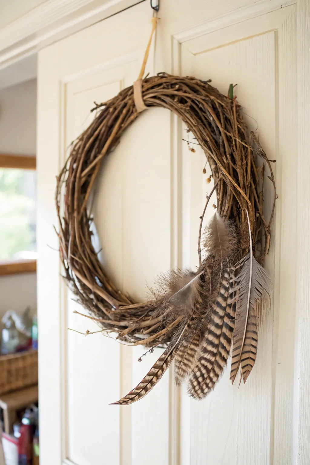 Embrace the elegance of nature with a stunning pheasant feather wreath for a memorable Thanksgiving.