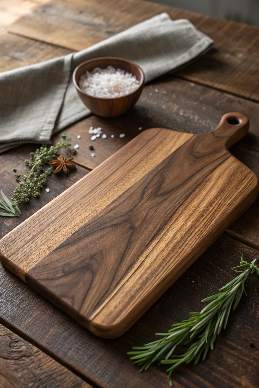 Craftsmanship meets sustainability: A striking walnut cutting board for your eco-friendly kitchen.
