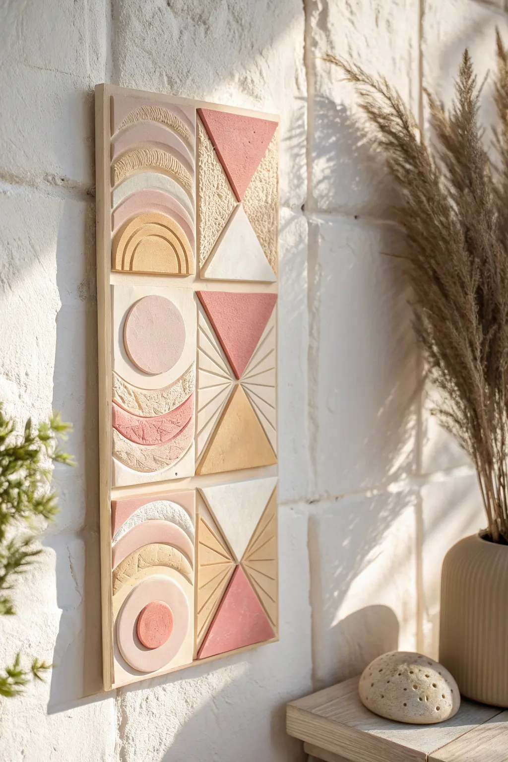 Elevate your space with handcrafted polymer clay wall art that embodies minimalist elegance and artistic charm.