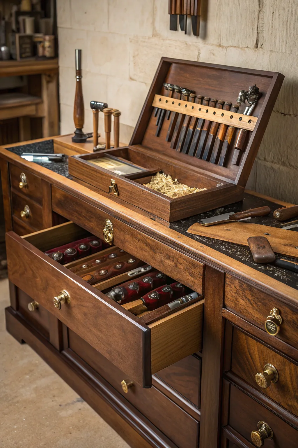 Elevate your workspace with a perfectly crafted workbench that combines functionality and style.