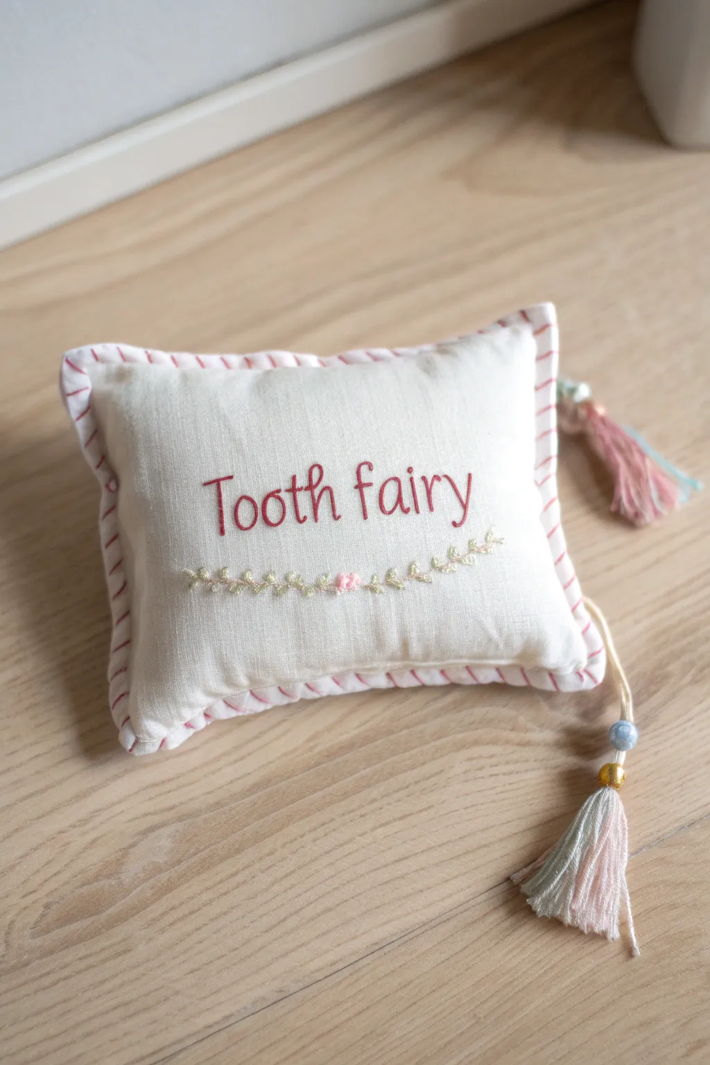 Add a personalized touch to the tooth fairy tradition with a beautifully crafted, name-embroidered pillow.