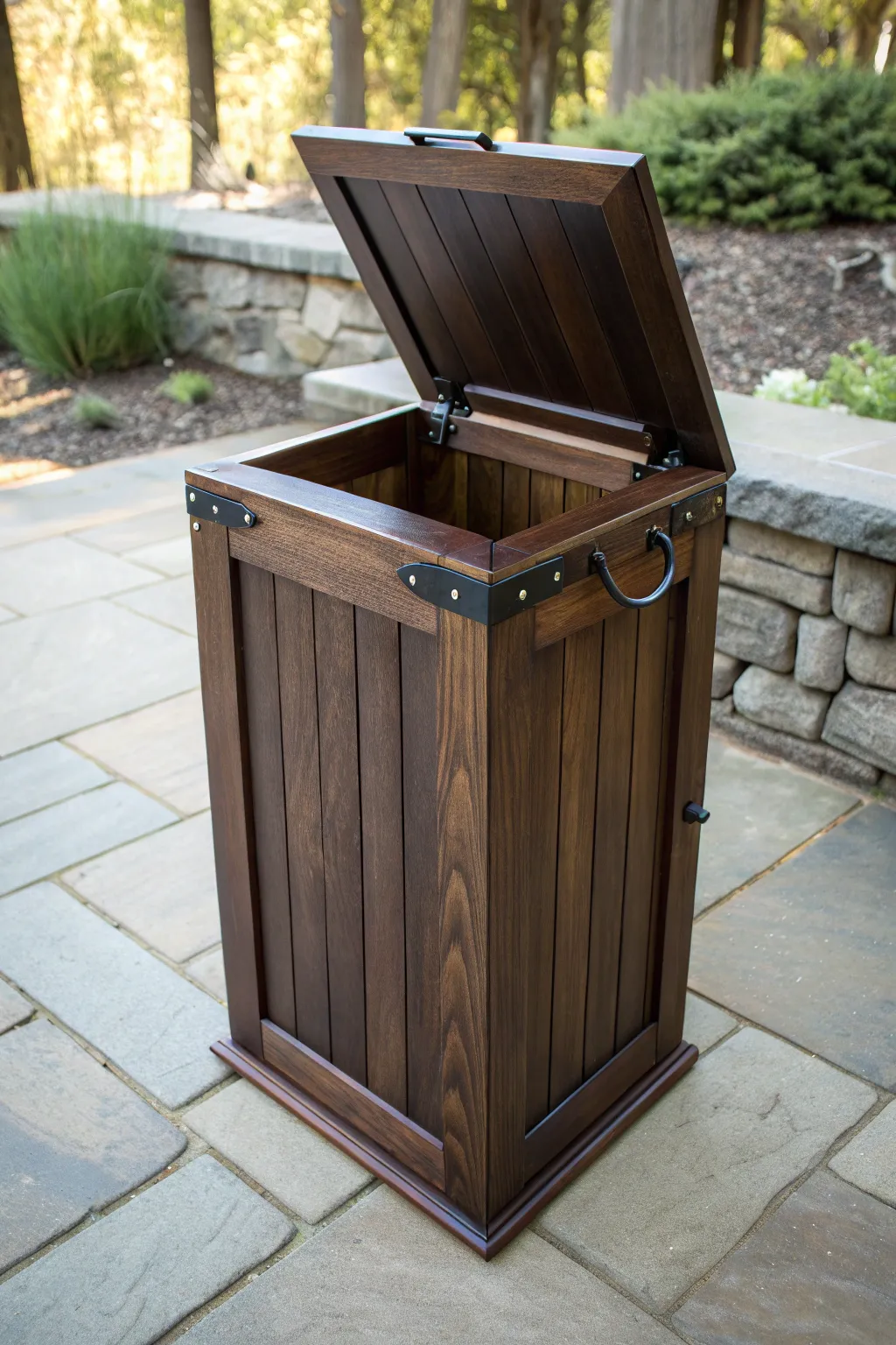 Elevate your outdoor space with a stylish and functional hinged lid trash can cover.