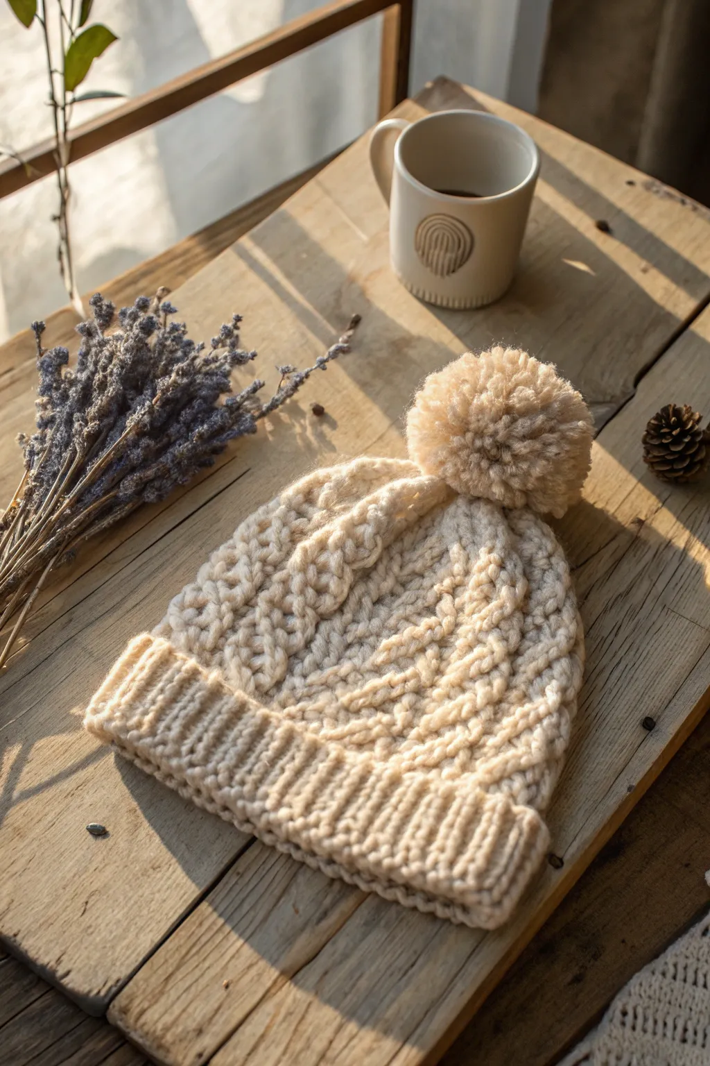 Cozy up in style with a chic crochet pom-pom beanie – the perfect blend of warmth and whimsy!