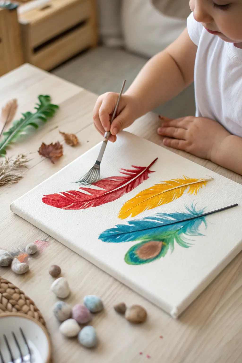 Discover the joy of fork painting with your little artist – where simplicity meets creativity!