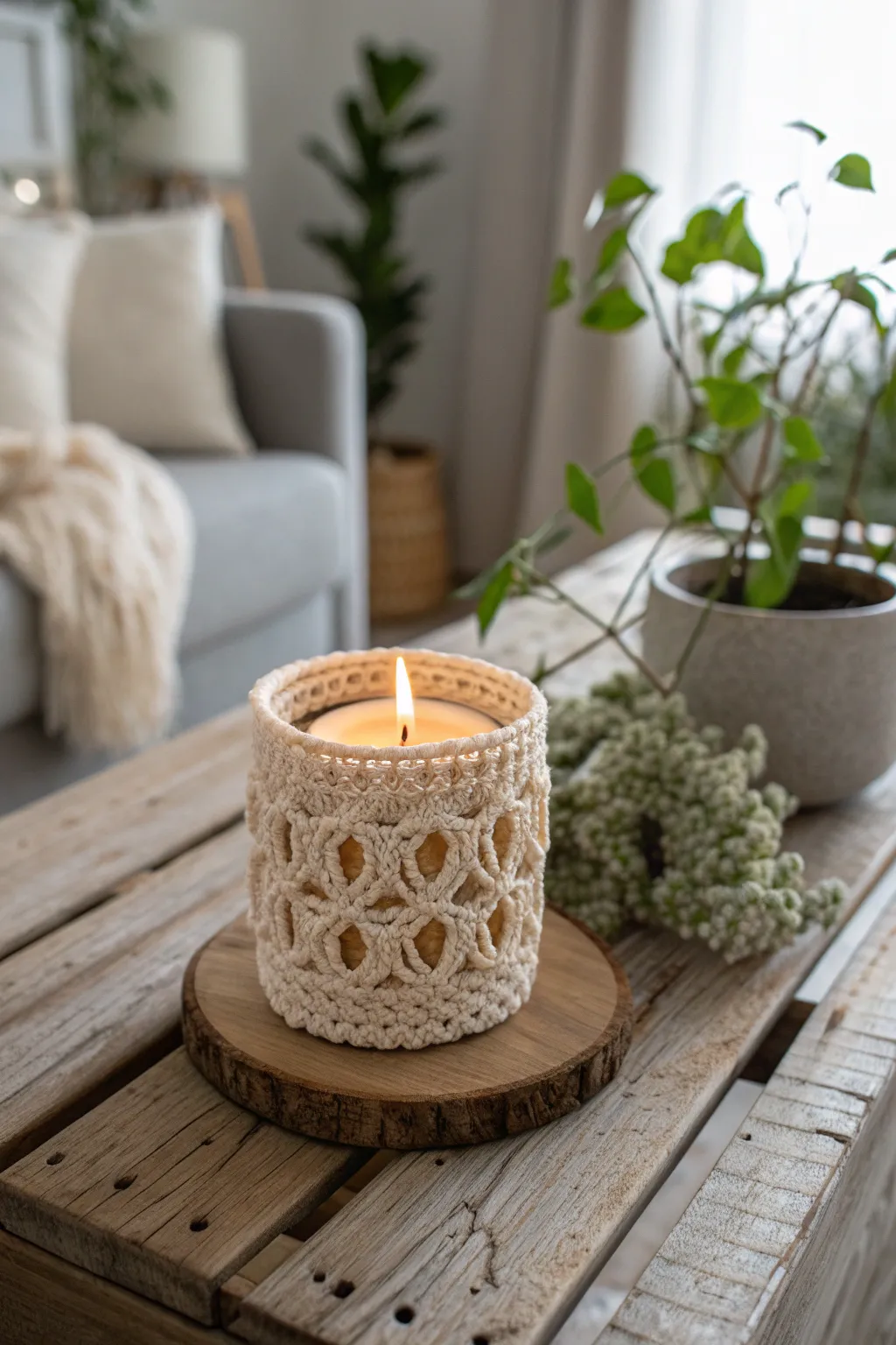 Embrace cozy evenings with the charming glow of a crochet candle holder.