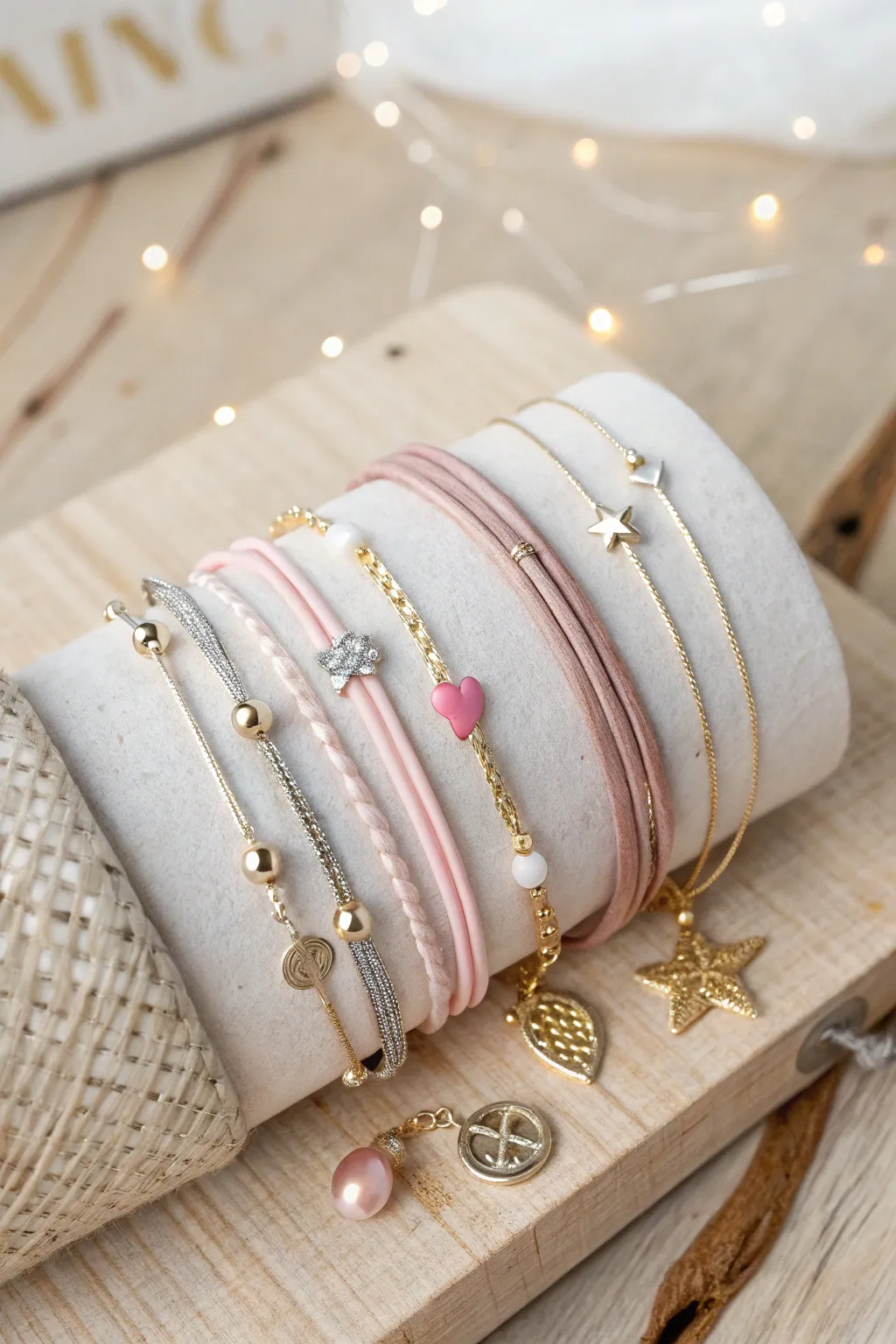 Elevate your style with these beautifully crafted stackable bracelets, perfect for a chic and playful layered look.