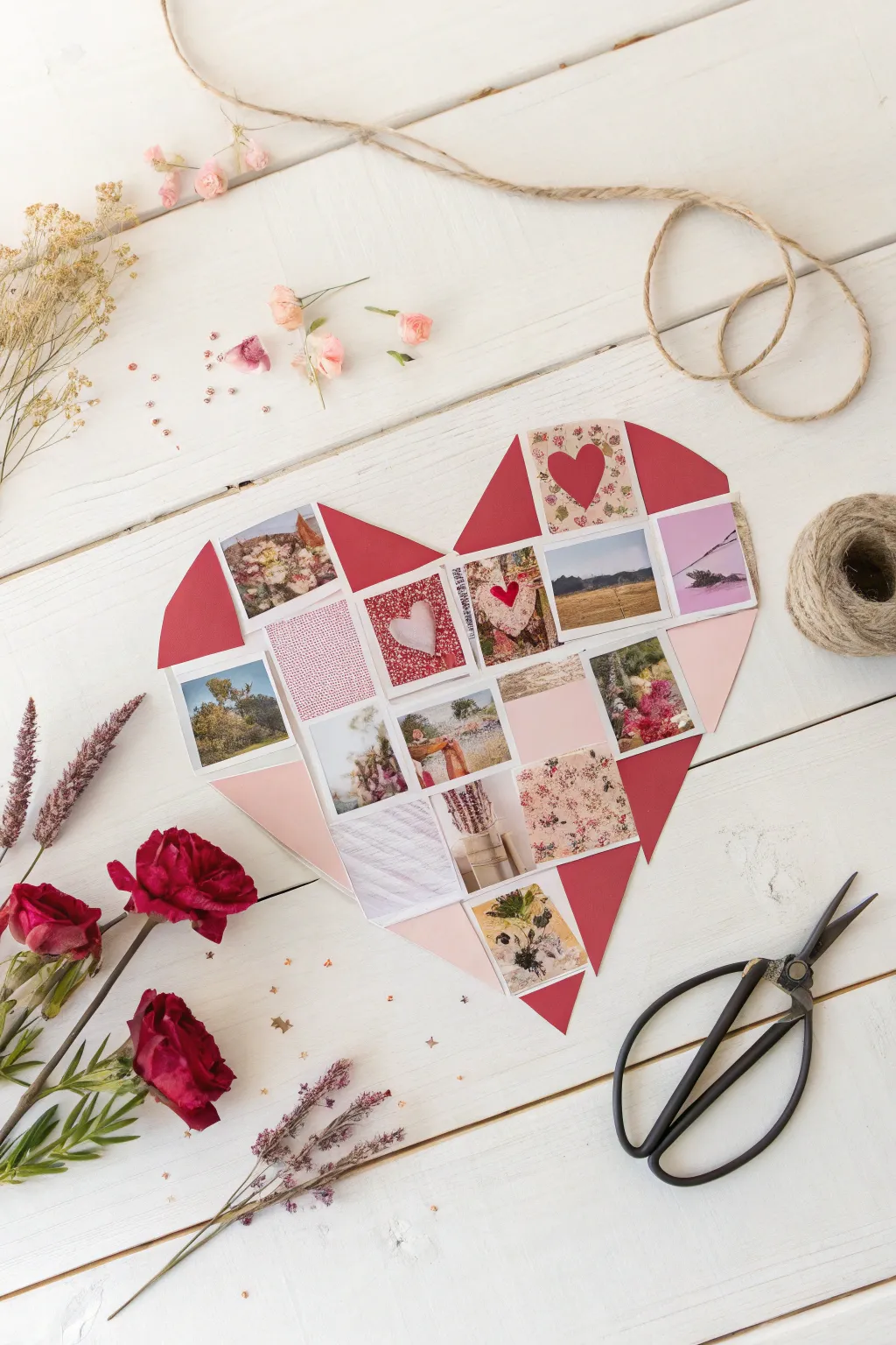 Crafting Love: A Minimalist Collage of Cherished Memories and Dreams.