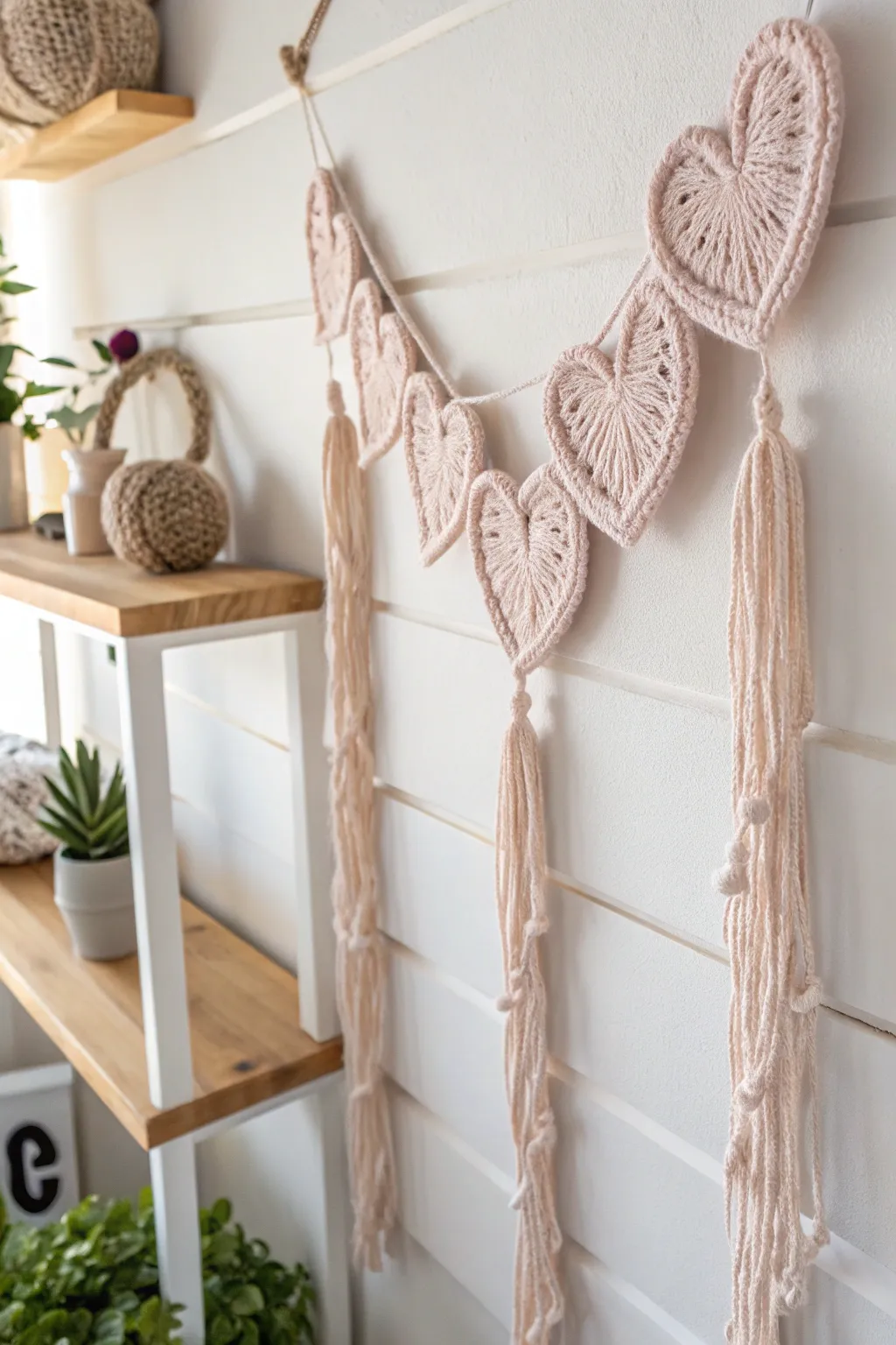Add a touch of handmade charm with this delightful crochet heart garland, perfect for brightening any space with love and warmth.