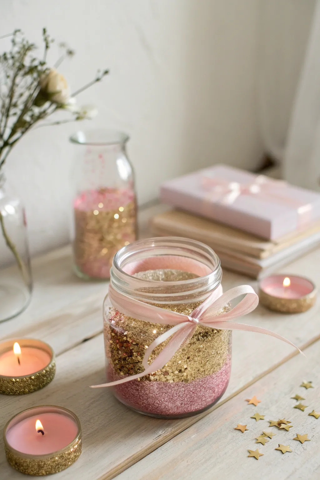 Add a touch of glitter glamour to your Valentine's decor with this chic and stylish treat jar.