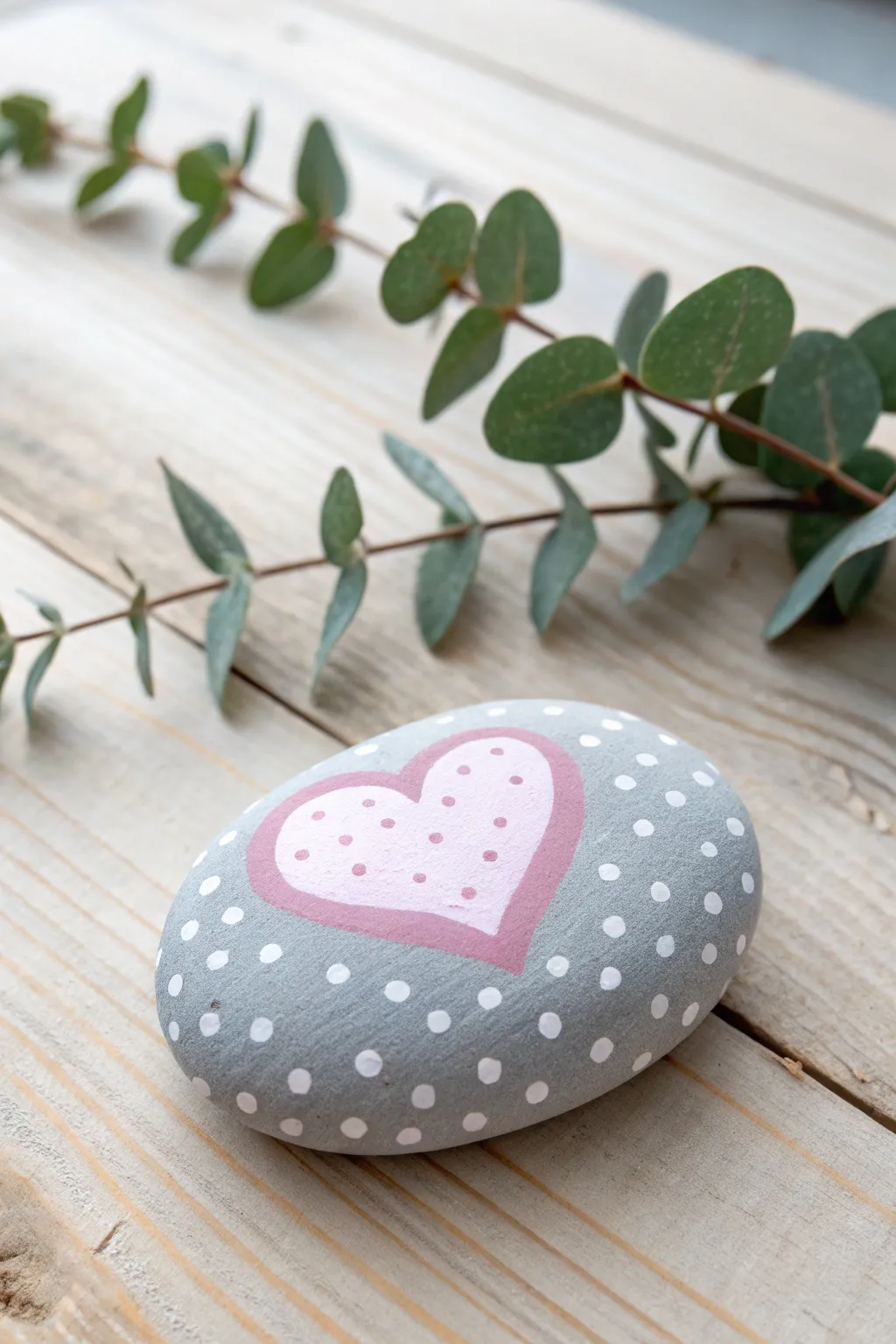 Add a playful touch to your decor with charming polka dot heart patterns on stones – a perfect blend of simplicity and creativity!