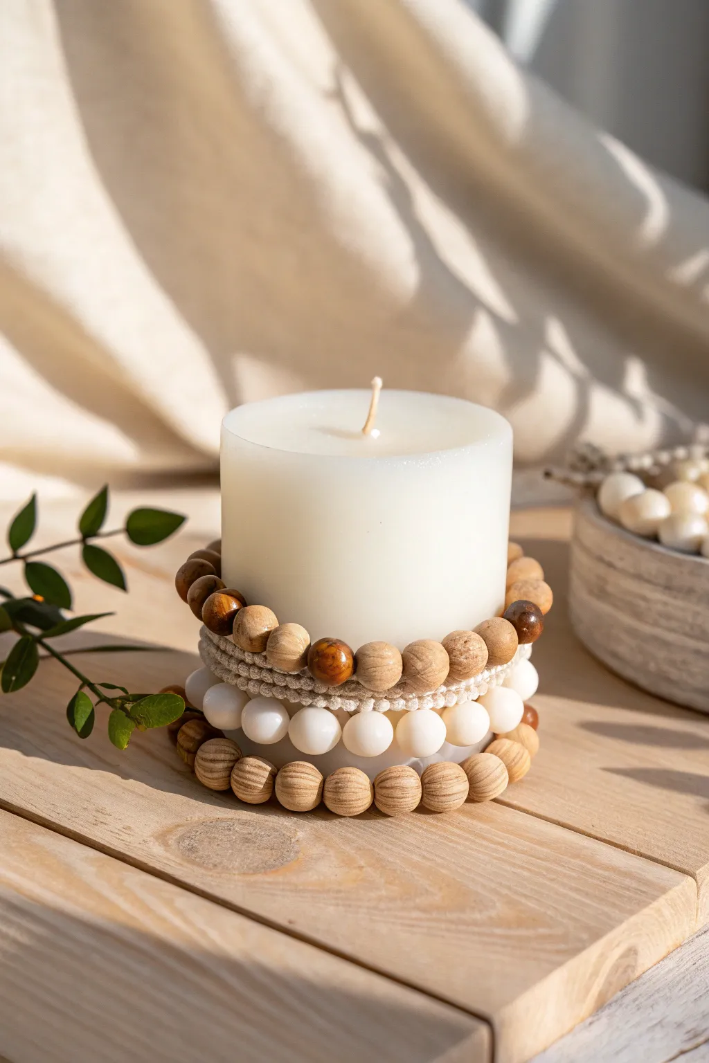 Elevate your Valentine's Day decor with these chic DIY beaded candle holders.