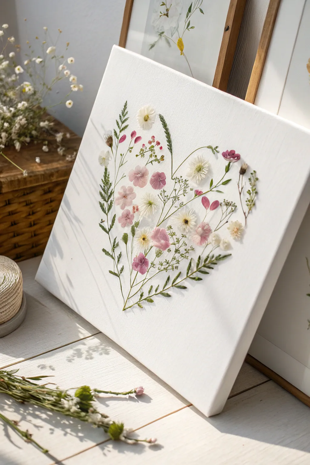 Embrace natural beauty with a floral heart canvas, perfect for a romantic touch this Valentine's Day.