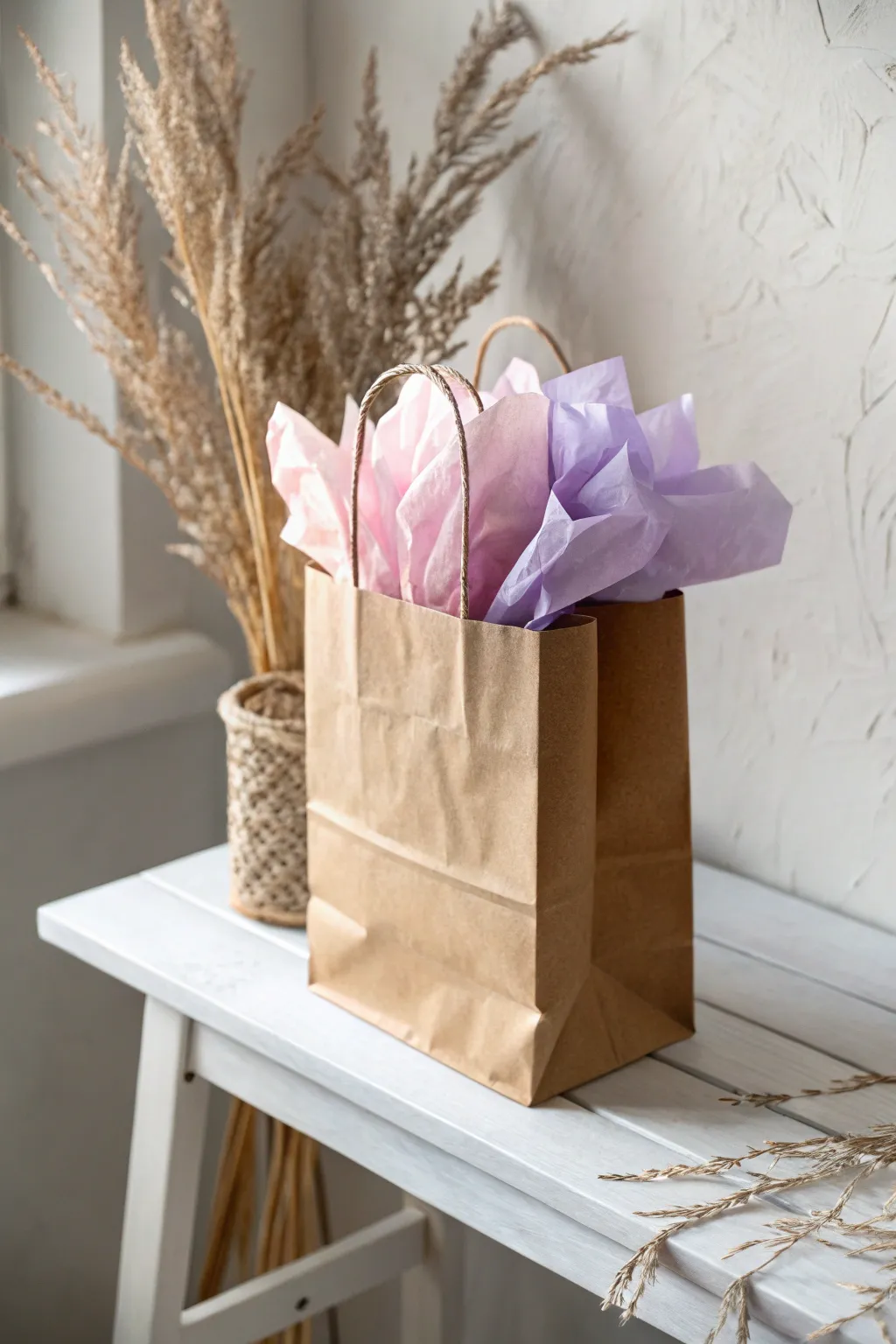Transform a simple paper bag into a Valentine’s Day delight with charming tissue paper accents. 🌸 #ScandiBoho #ValentinesCraft