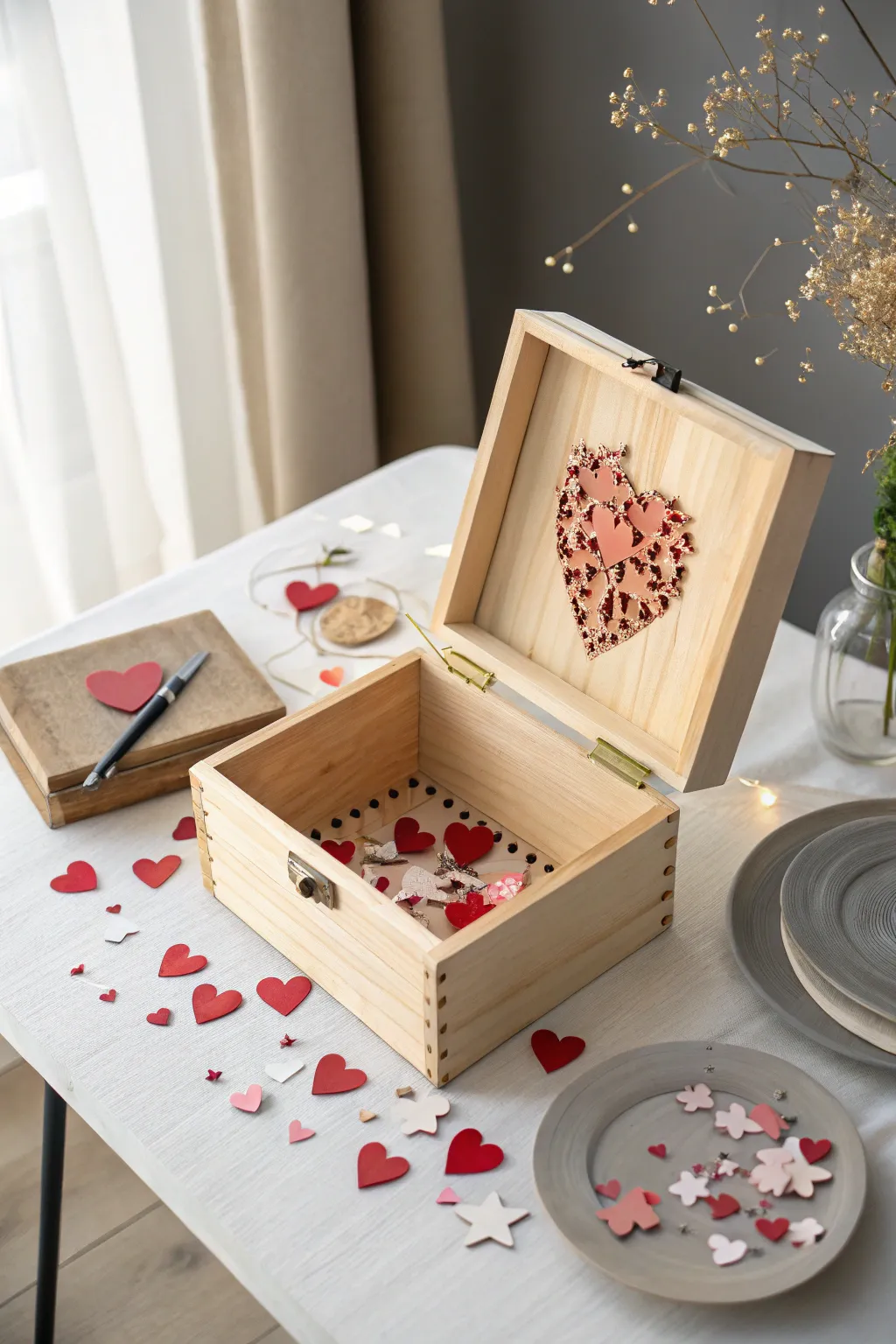 A charming Scandinavian-inspired surprise: Pop-up hearts and stars bring joy to Valentine's Day!