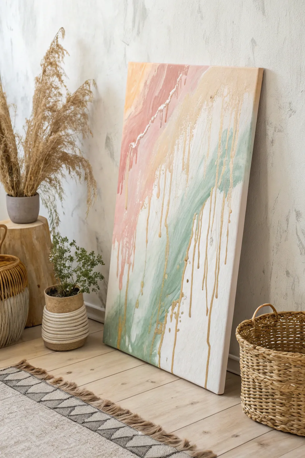 Embrace the beauty of spontaneity with the dripping paint technique – where simplicity meets boho charm.