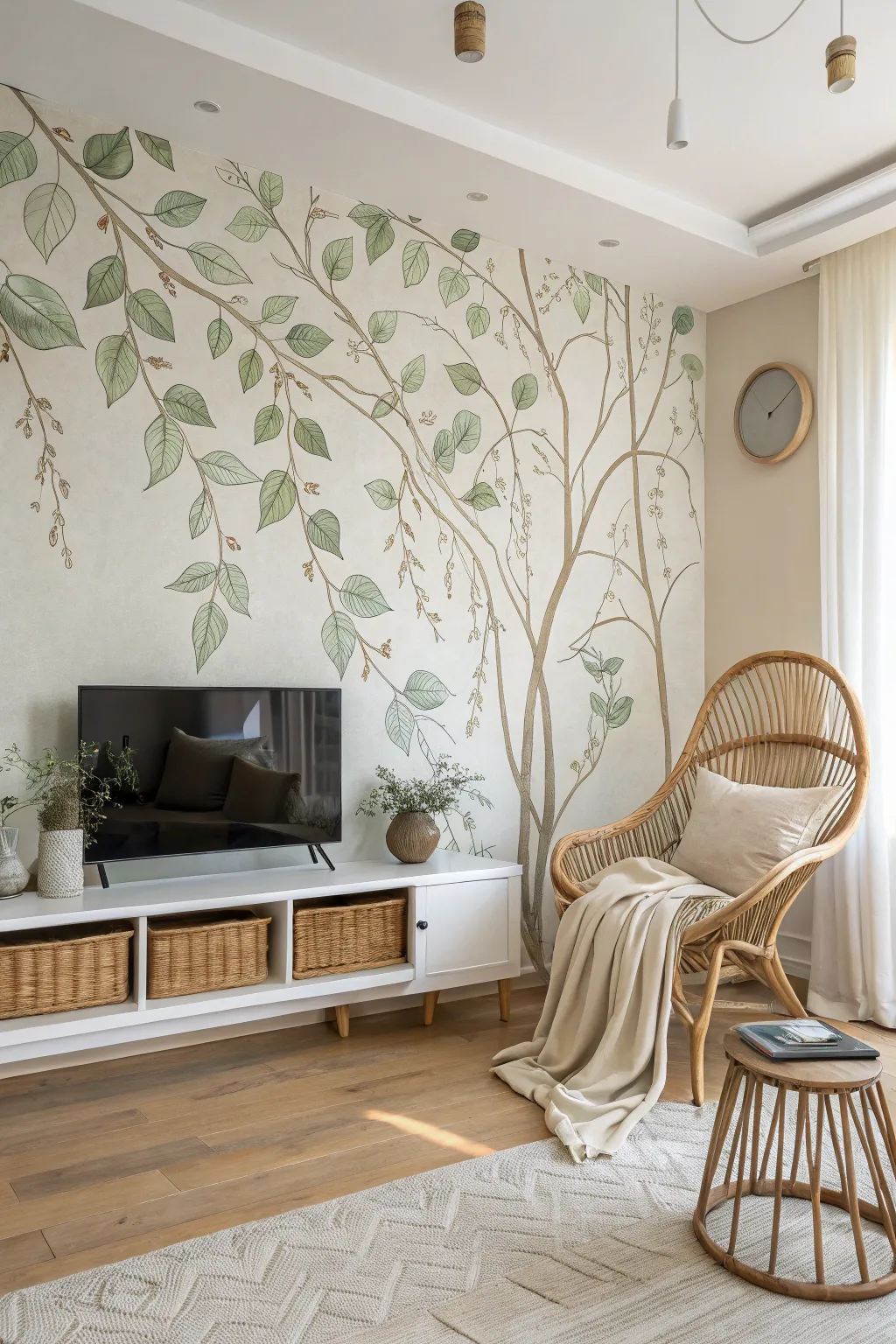 Transform your space with the enchanting elegance of vine-inspired mural magic.