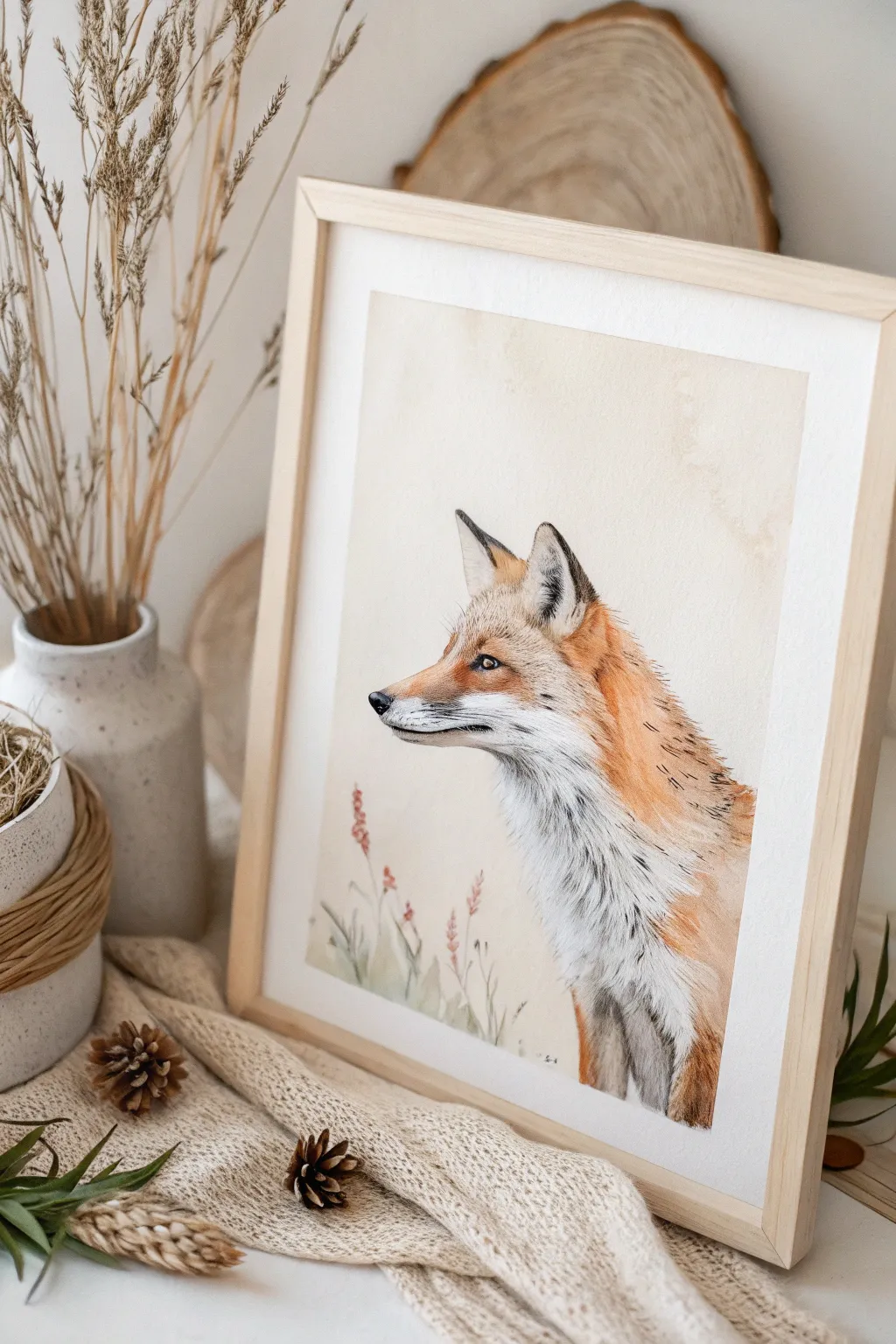 Embrace the whimsical charm of nature with this minimalist watercolor fox portrait, a perfect blend of simplicity and elegance.