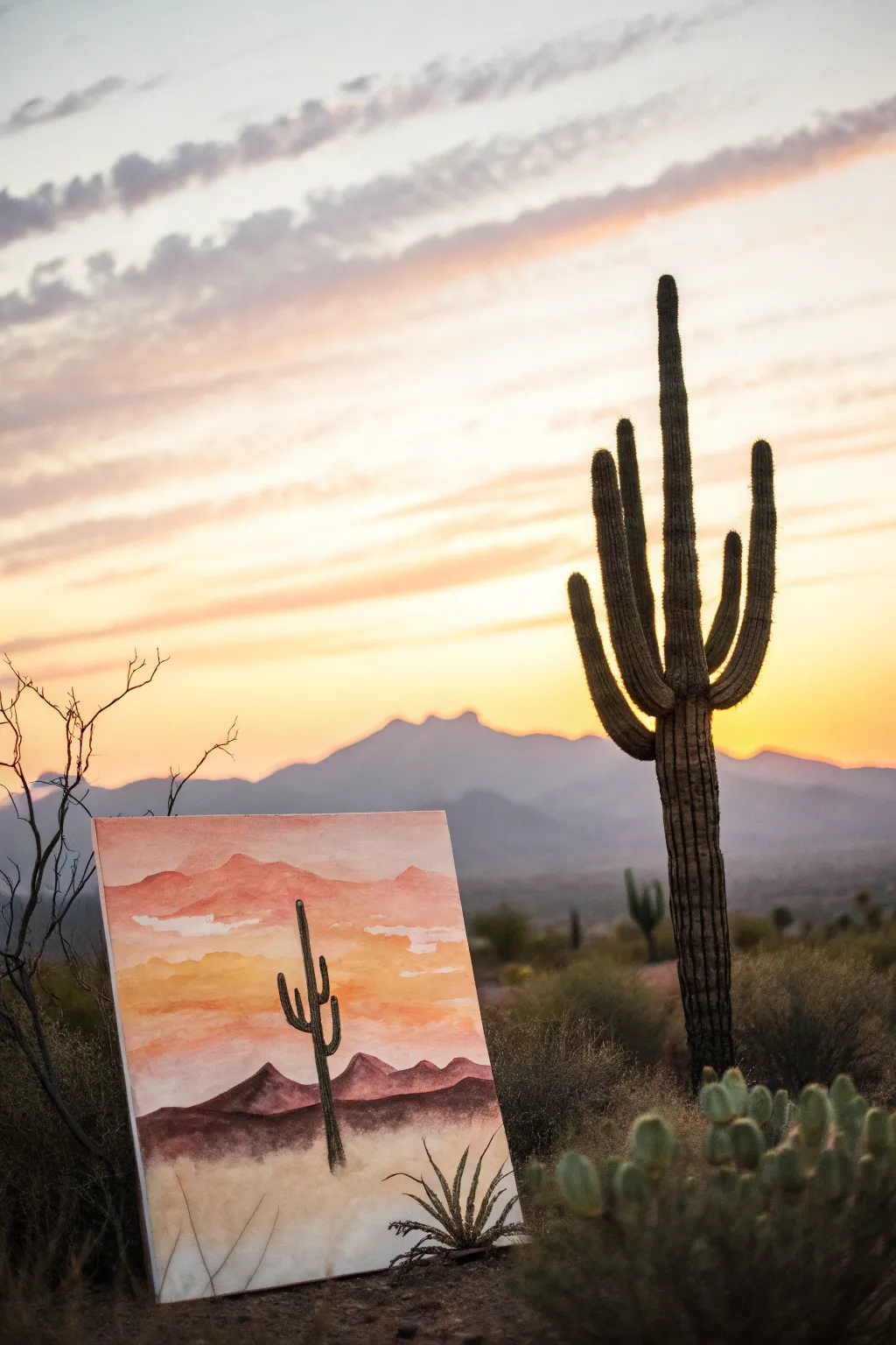 Embrace the serene beauty of desert landscapes with this minimalist cactus silhouette.