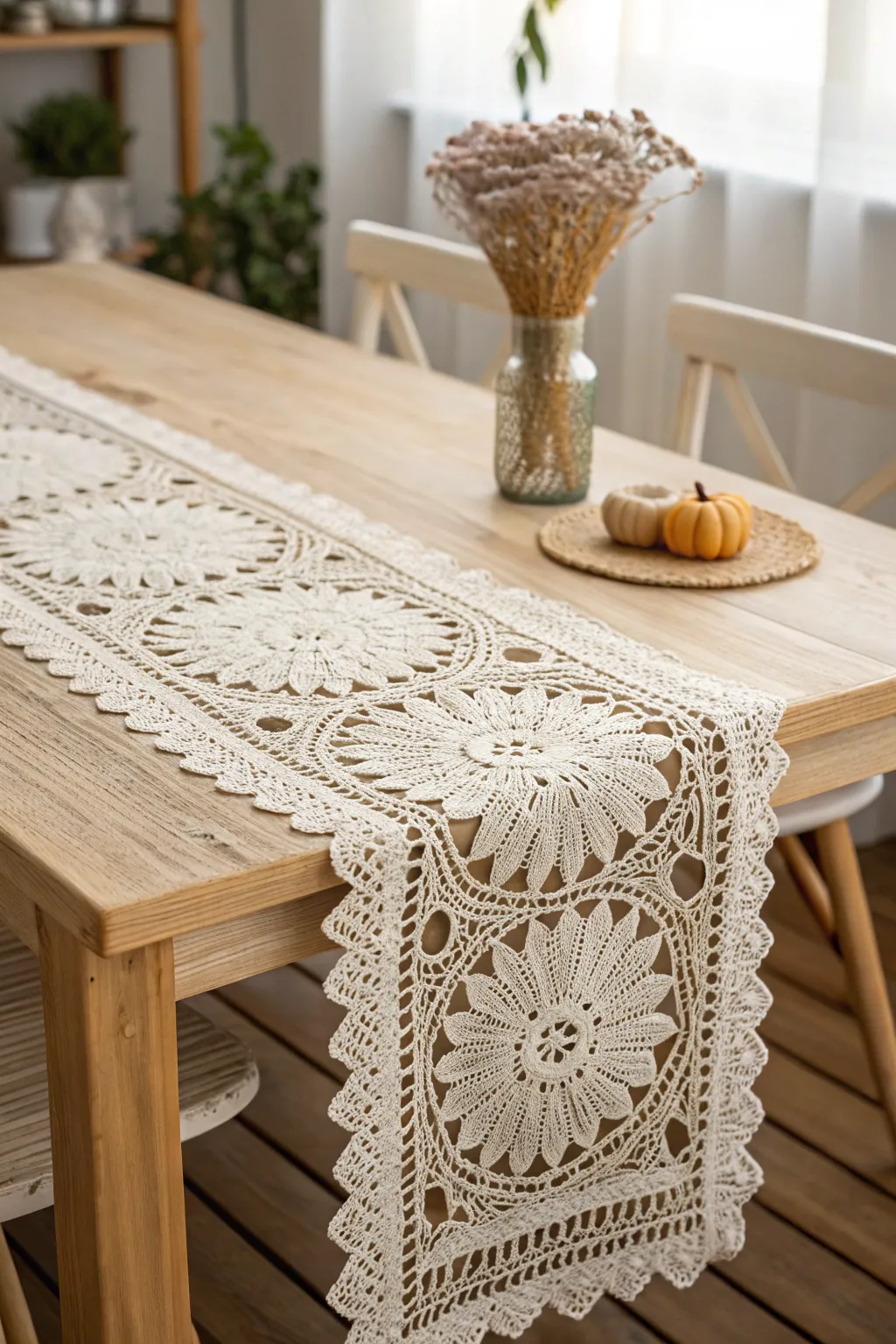 Elevate your dining experience with a handcrafted table runner that blends minimalist elegance with bohemian charm.