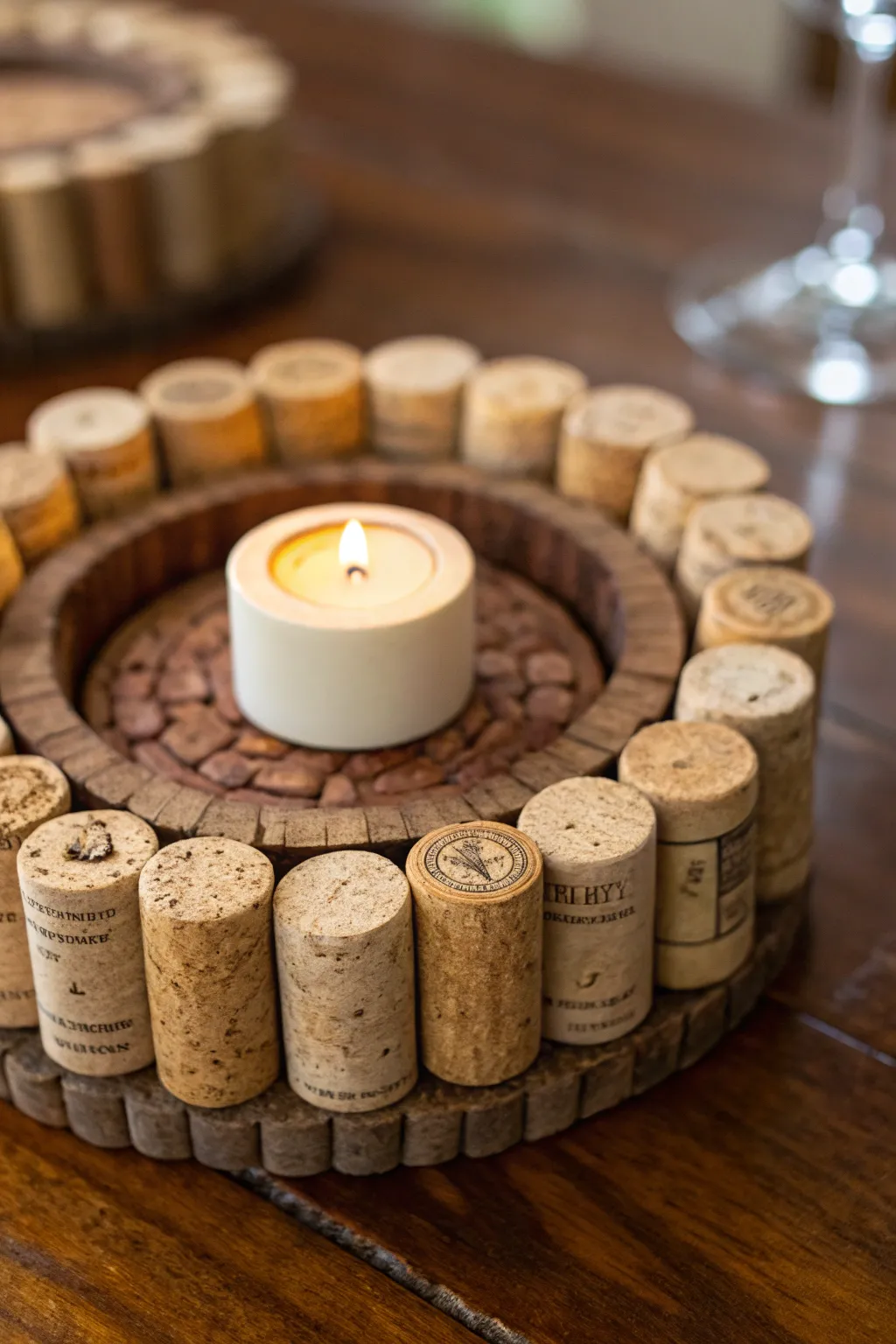 Illuminate your space with the warm glow of handcrafted cork candle holders.