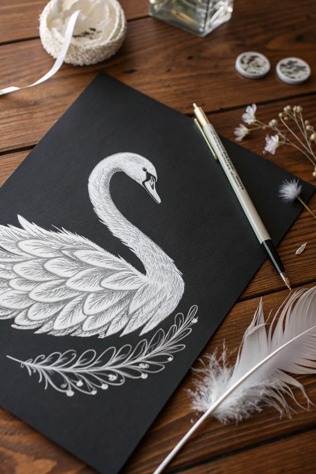 Embrace the serene elegance of a swan in monochrome beauty.
