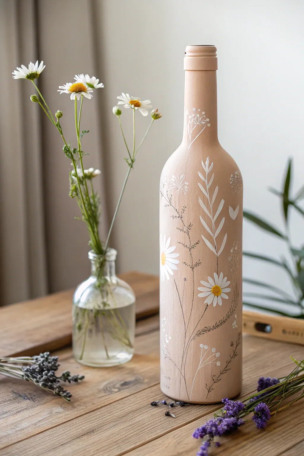 Transform your wine bottles into stunning vases and let nature's beauty shine through simplicity.