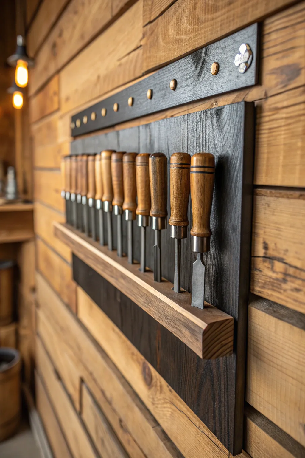 Streamline your workspace with elegant magnetic tool strips—where style meets functionality.