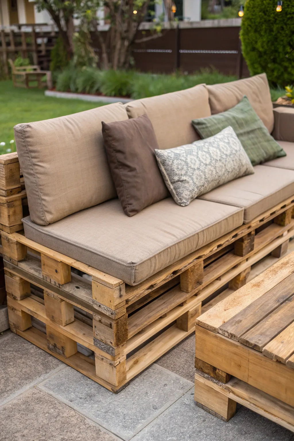 Transform your backyard into an Outdoor Seating Oasis with crafted pallet furniture.