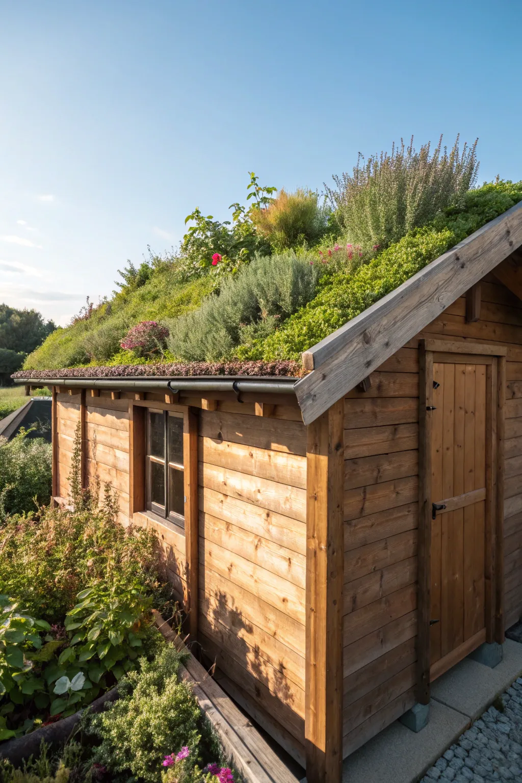 Elevate your shed game with a living green roof—where craftsmanship meets eco-friendly charm.