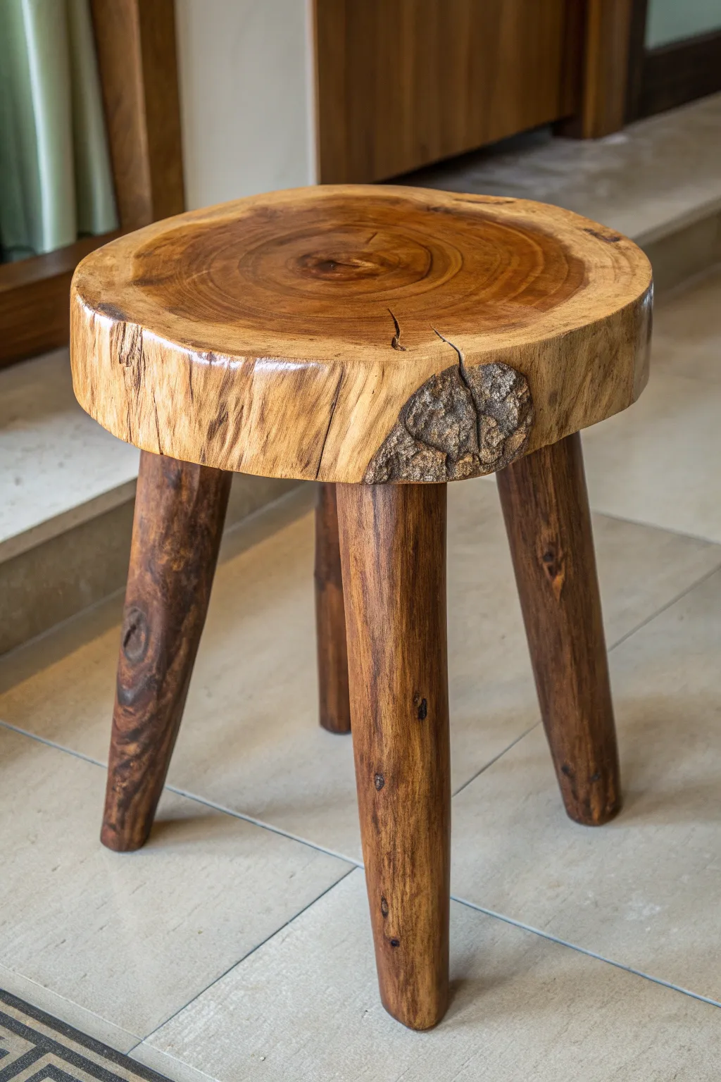 Elevate your space with the timeless elegance of handcrafted wood slab stools.