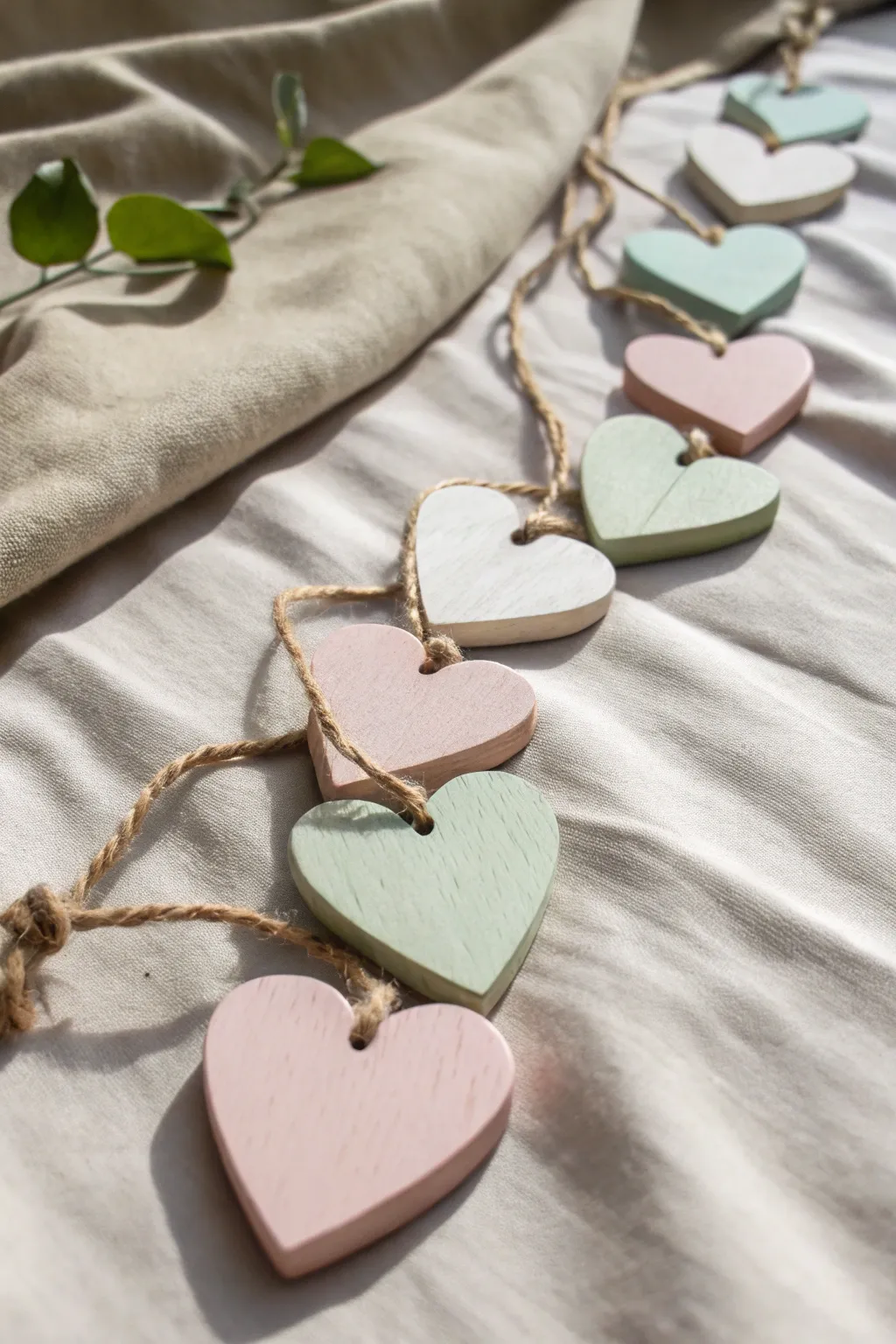 Craft your own cozy charm with a delightful wooden heart garland that brings warmth and whimsy to any room.