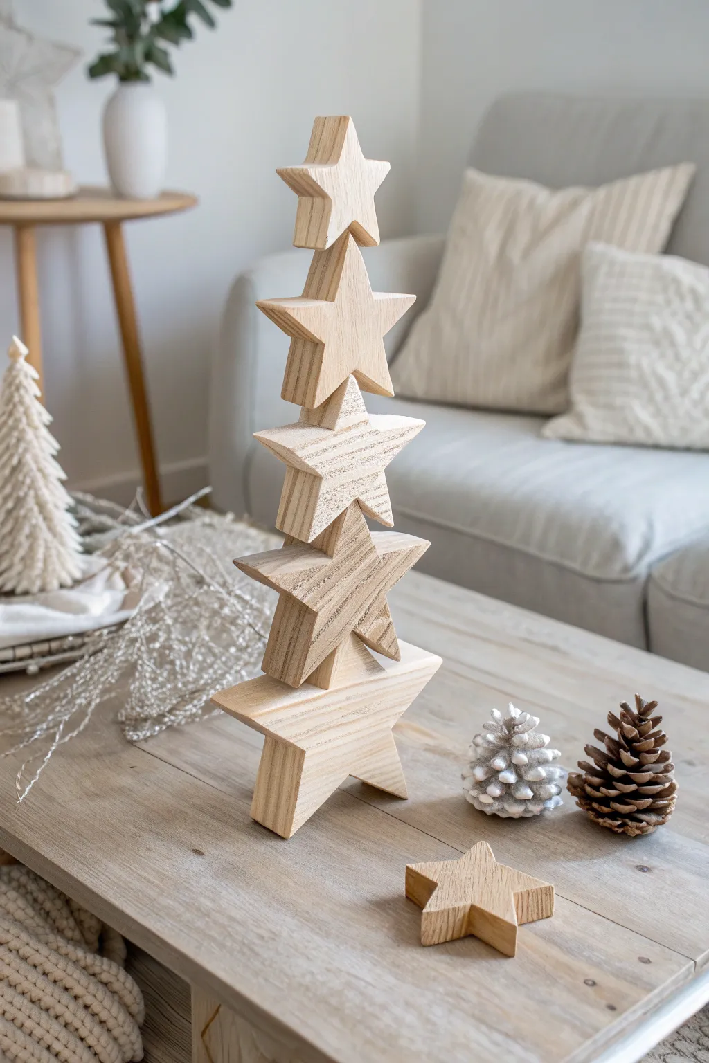 Elevate your living space with these charming stackable wooden stars, merging simplicity with artisanal elegance.