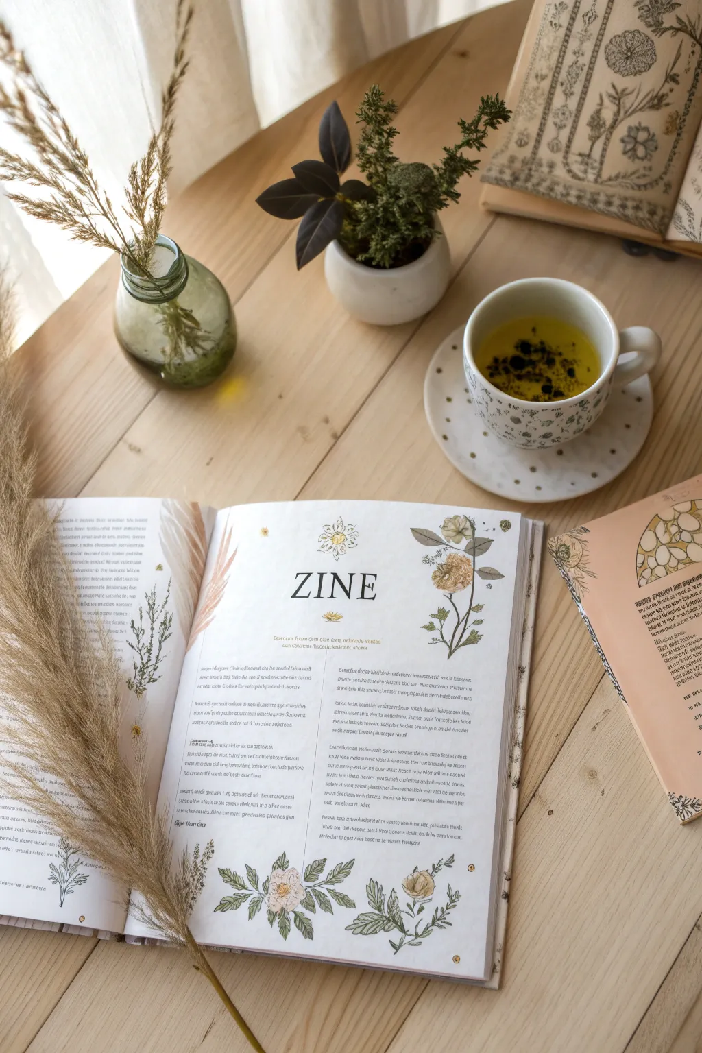 Find inspiration in nature: Create a zine layout that tells your story with simplicity and elegance.