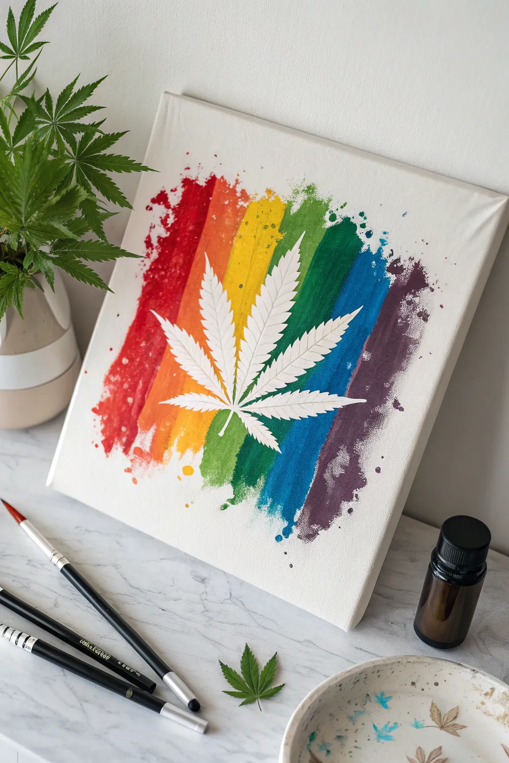 Unleash your creativity with this bold paint splatter artwork, where vibrant colors meet minimalist elegance.