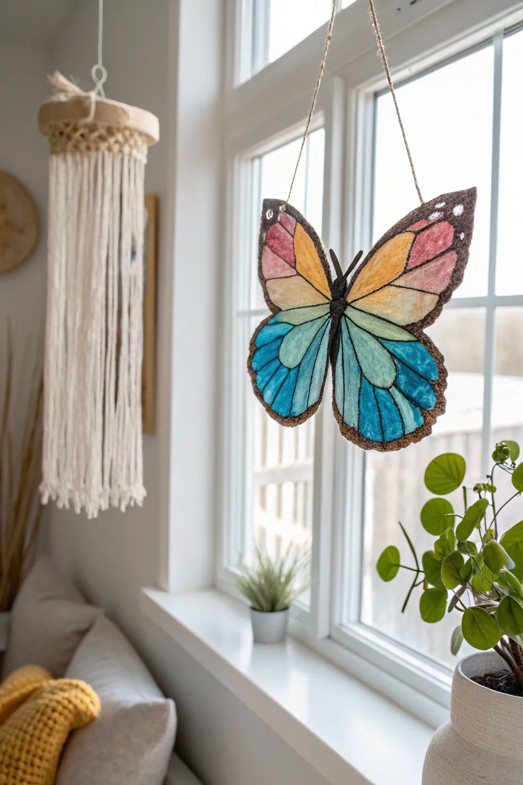 Capture the magic of sunlight and color with these charming coffee filter butterflies, a perfect blend of creativity and simplicity.