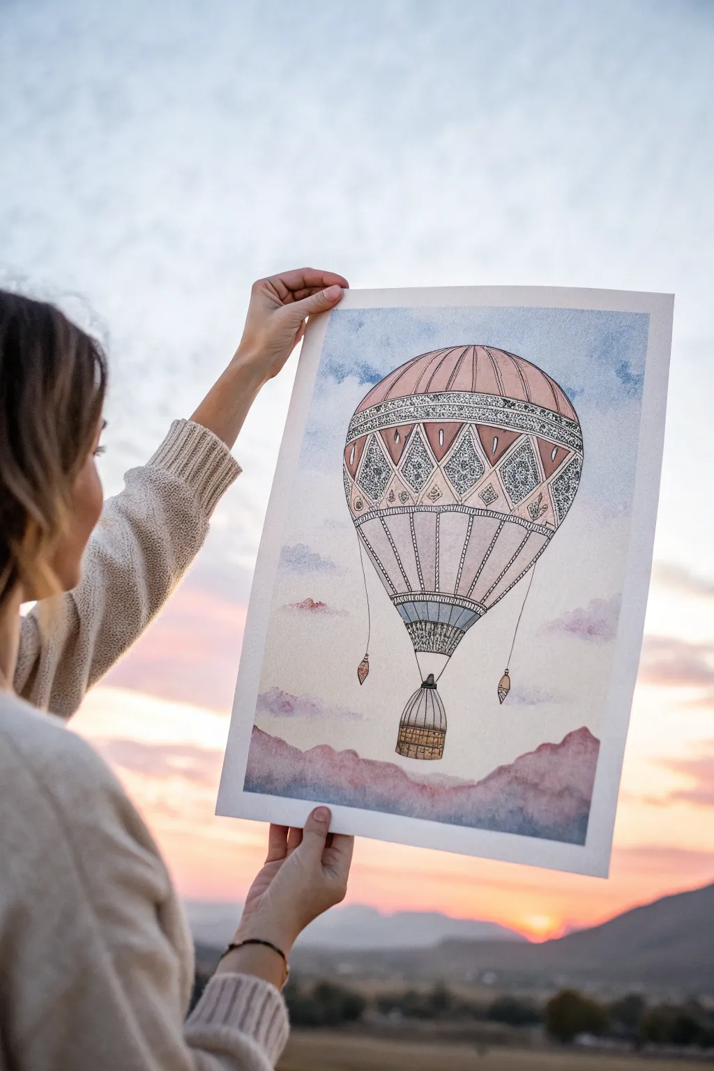 Float away on a whimsical journey with this charming watercolor hot air balloon—where simplicity meets artistry.