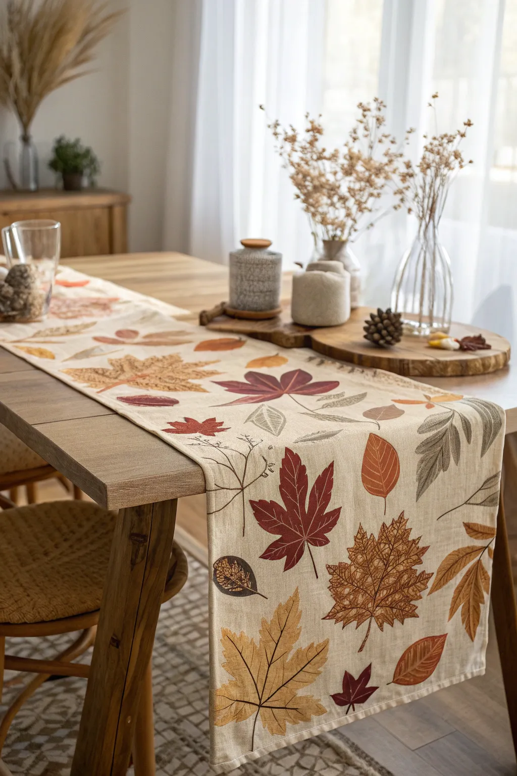 Elegance meets simplicity with this handcrafted Thanksgiving table runner—perfect for adding a cozy autumn touch to your dinner table.
