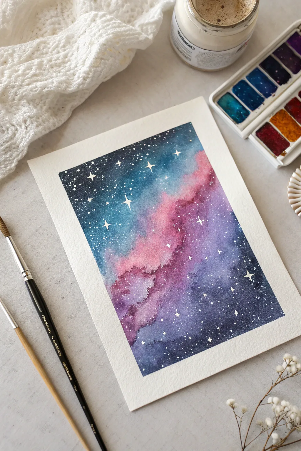 Dive into the cosmos with this ethereal galaxy painting, where simplicity meets celestial wonder.