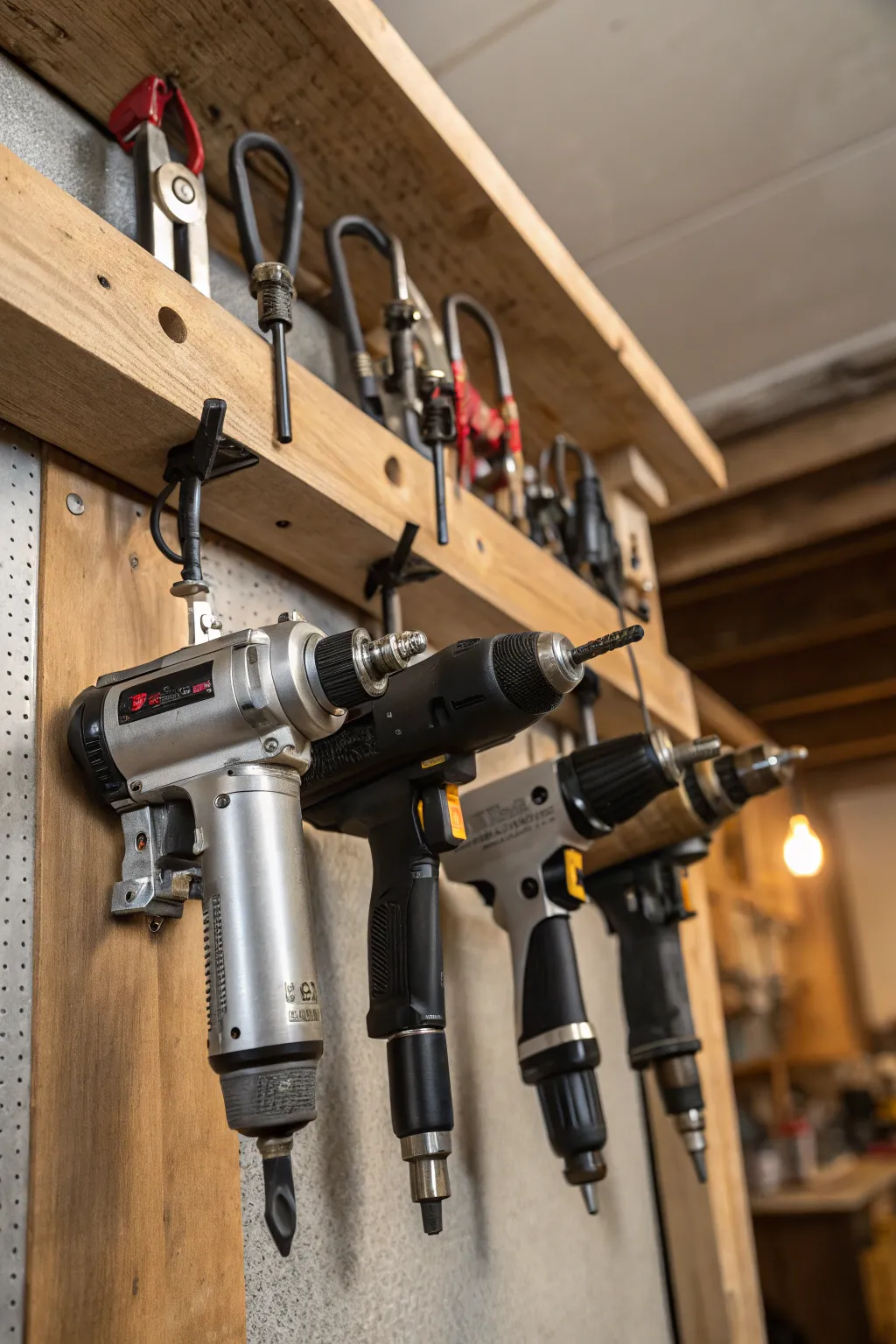 Revolutionize your workspace with upside-down air tool storage—where craftsmanship meets functionality.